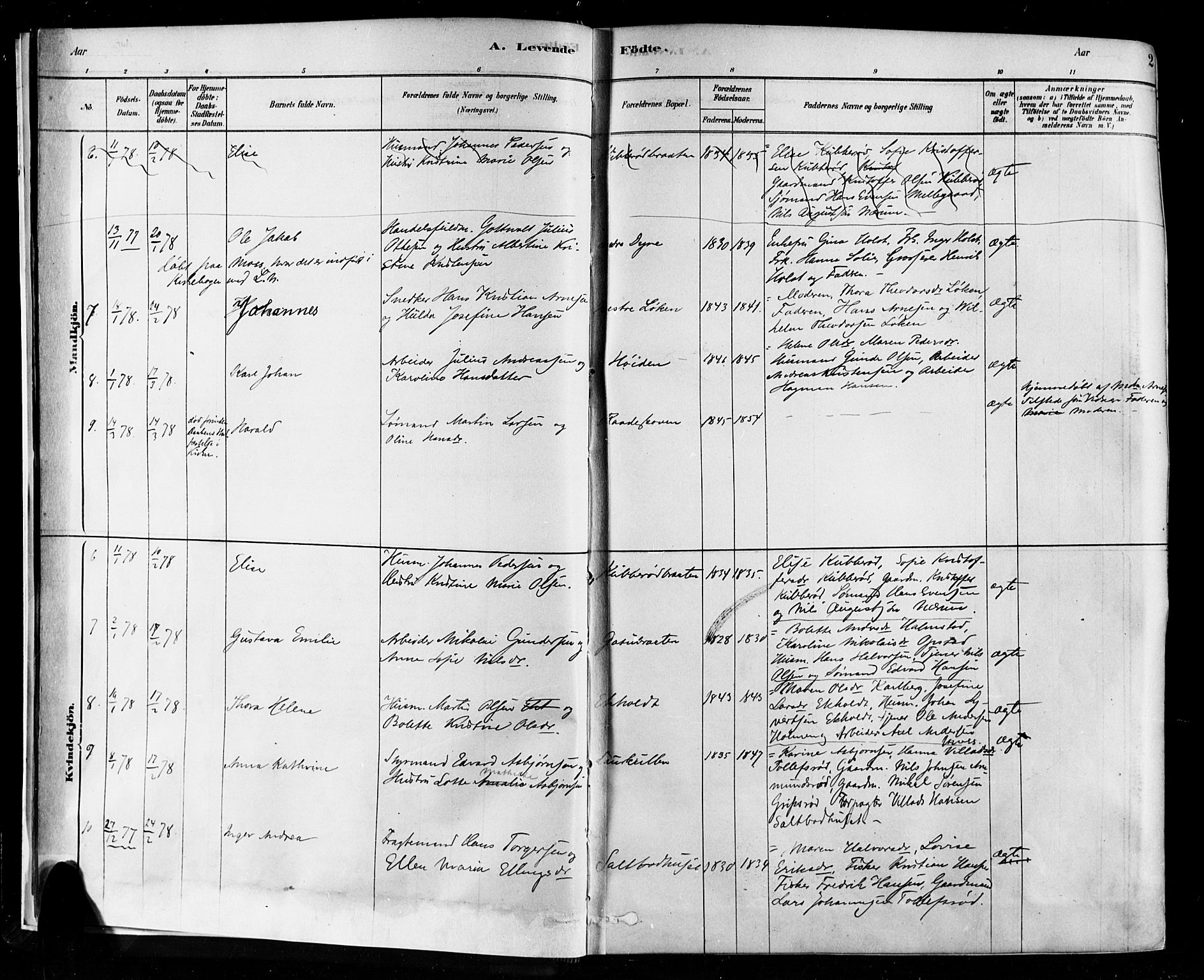 Rygge prestekontor Kirkebøker, AV/SAO-A-10084b/F/Fa/L0007: Parish register (official) no. 7, 1878-1904, p. 2