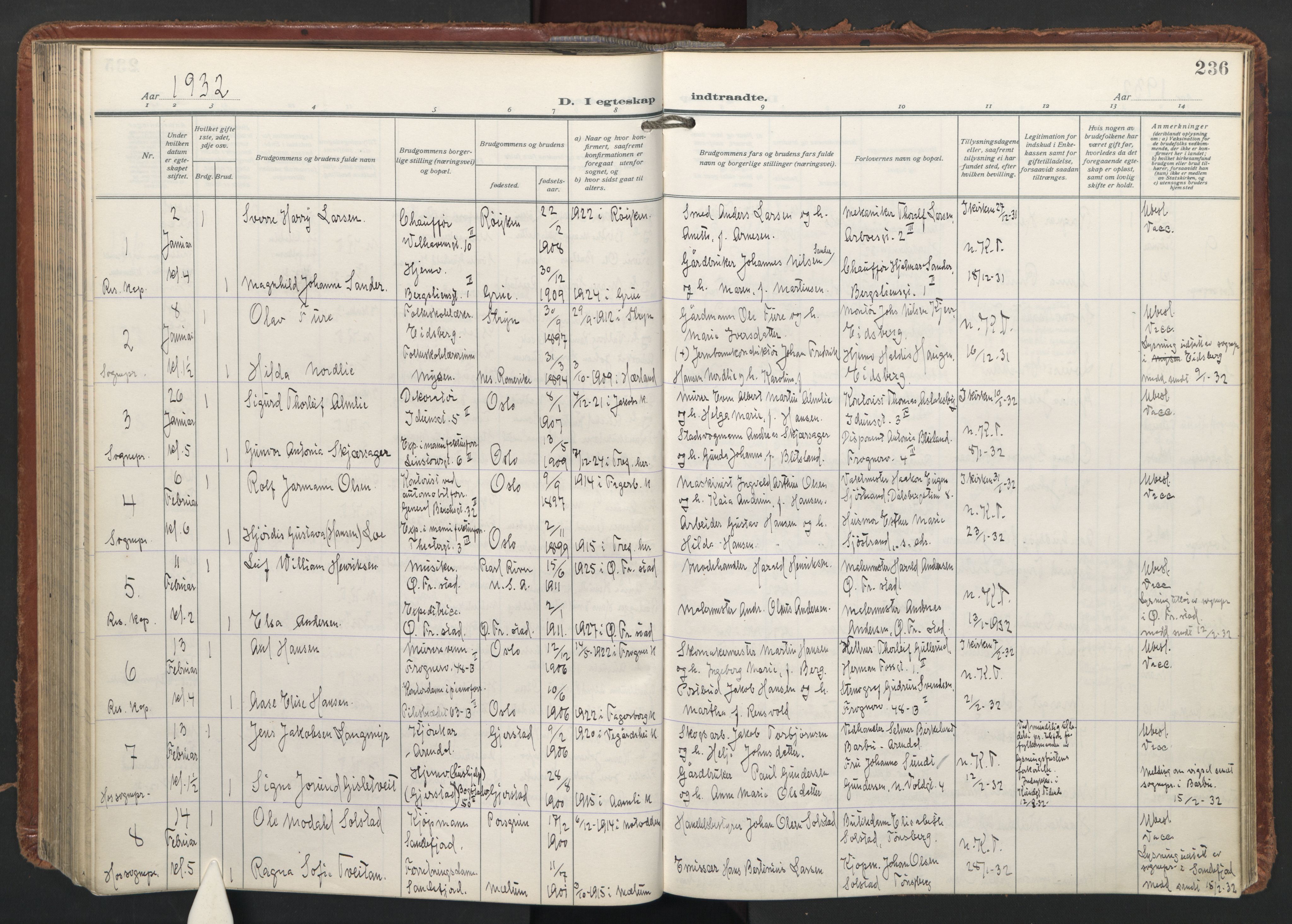 Trefoldighet prestekontor Kirkebøker, AV/SAO-A-10882/F/Fc/L0009: Parish register (official) no. III 9, 1922-1936, p. 236