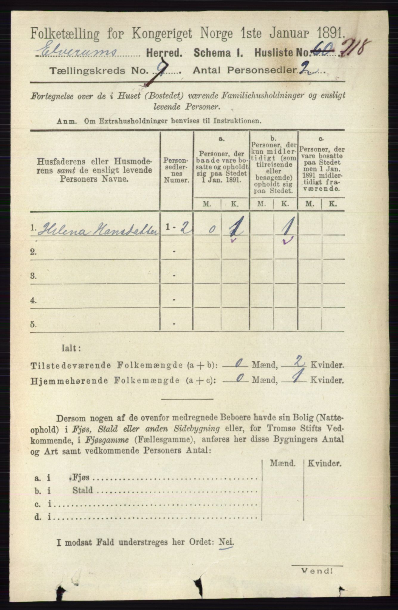 RA, 1891 census for 0427 Elverum, 1891, p. 5668