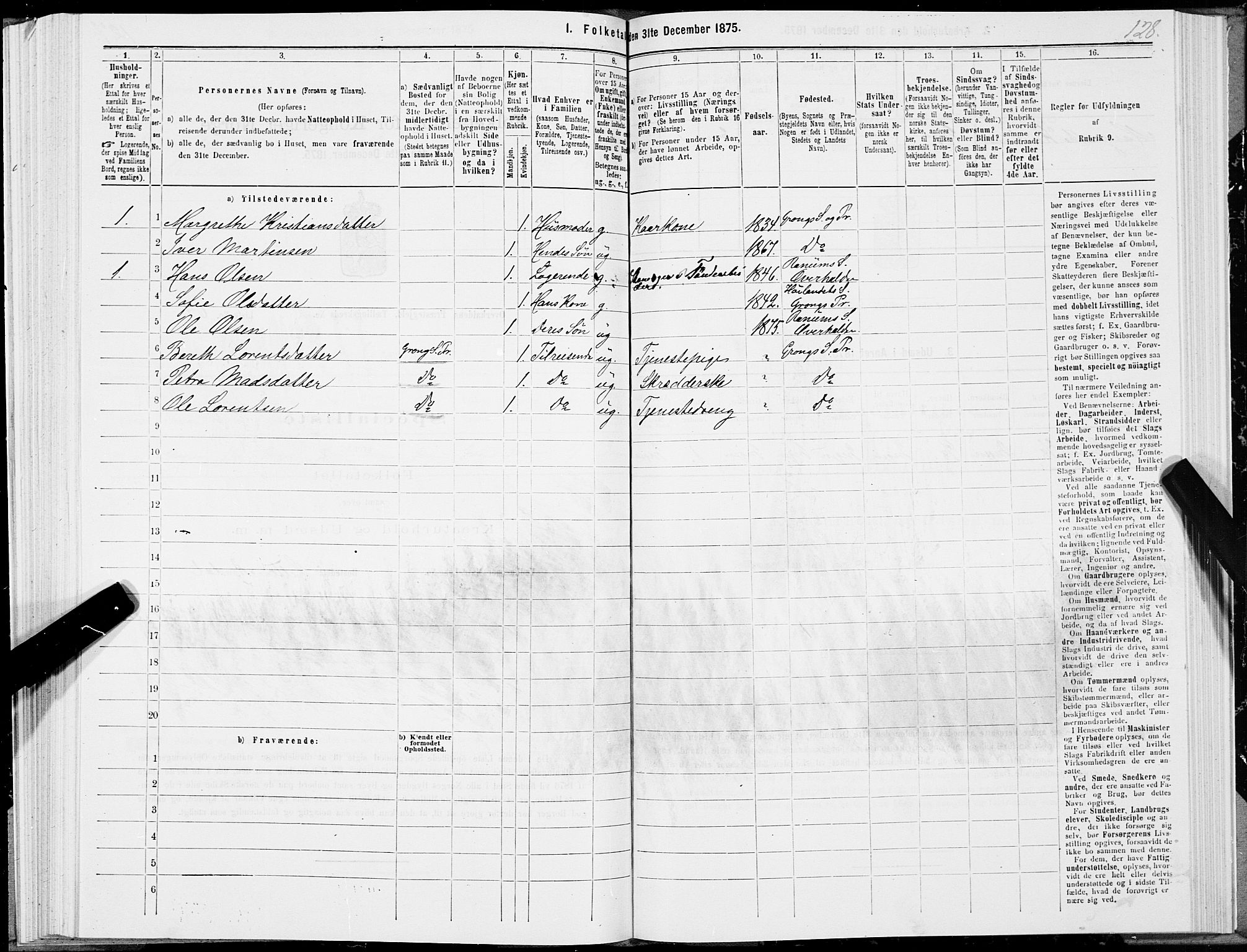 SAT, 1875 census for 1744P Overhalla, 1875, p. 1128