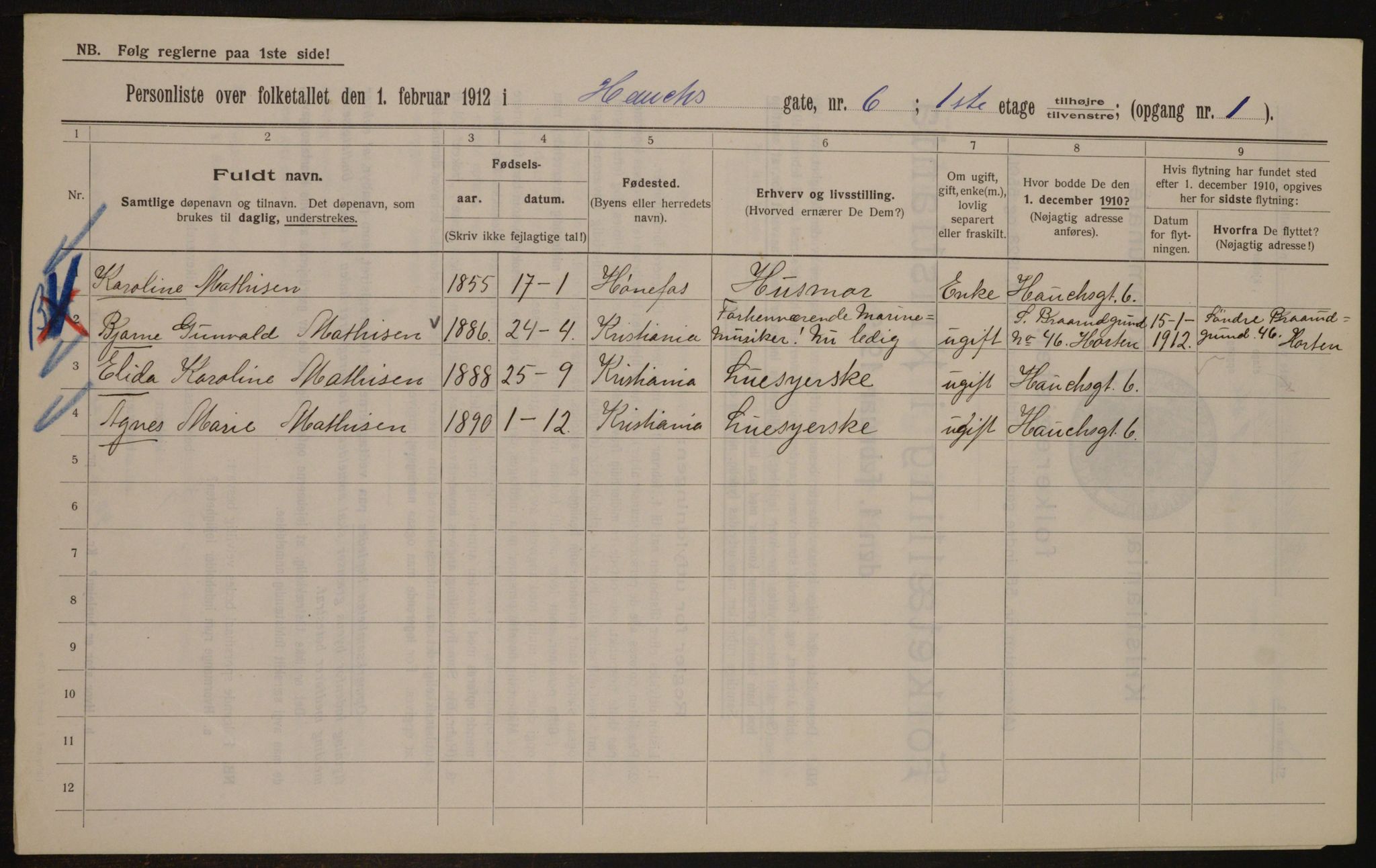 OBA, Municipal Census 1912 for Kristiania, 1912, p. 35522