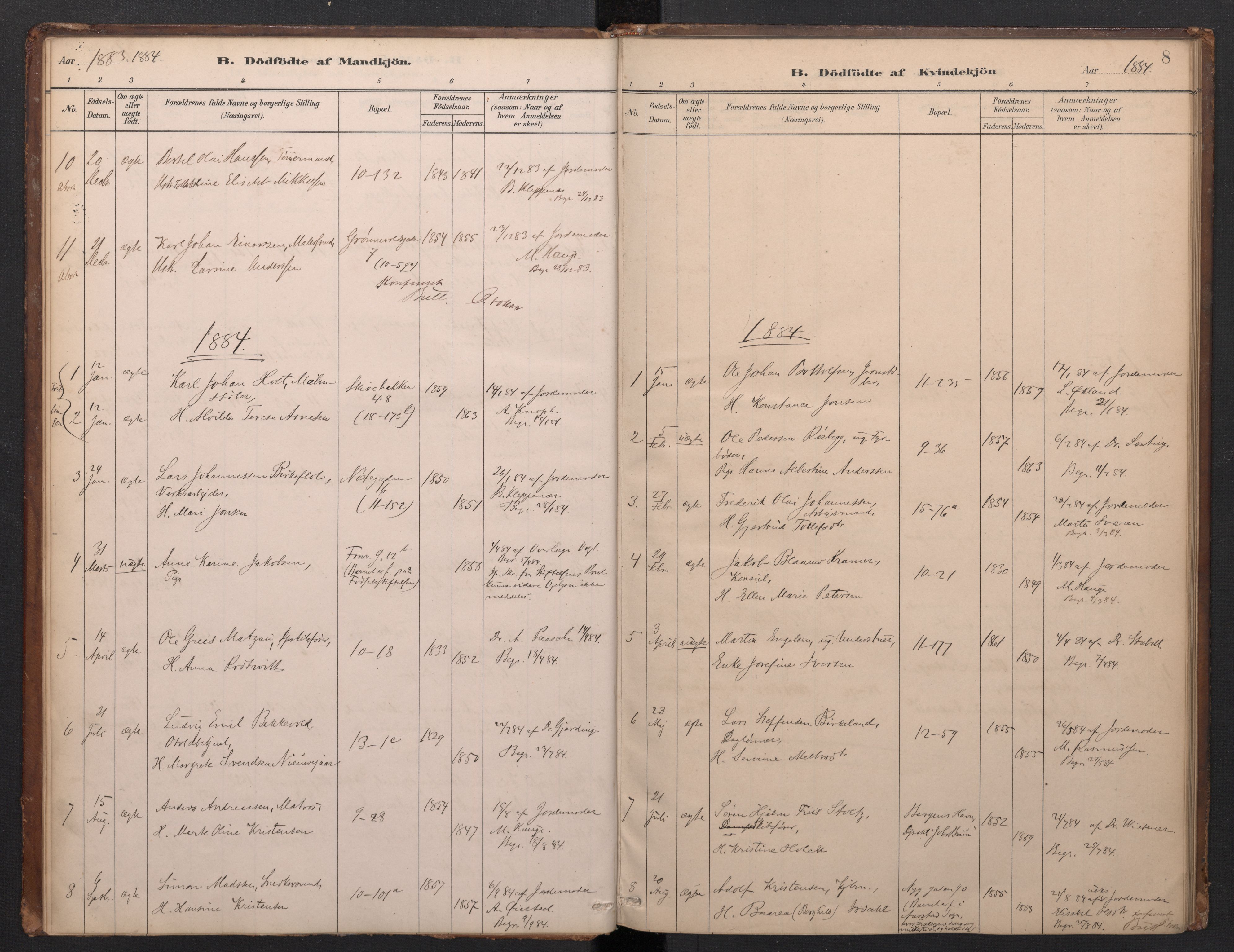 Domkirken sokneprestembete, SAB/A-74801/H/Haa/L0049: Parish register (official) no. G 1, 1882-1922, p. 7b-8a