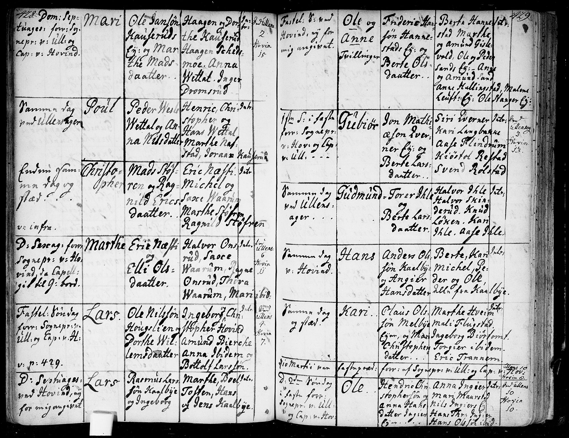 Ullensaker prestekontor Kirkebøker, AV/SAO-A-10236a/F/Fa/L0005: Parish register (official) no. I 5, 1733-1762, p. 428-429