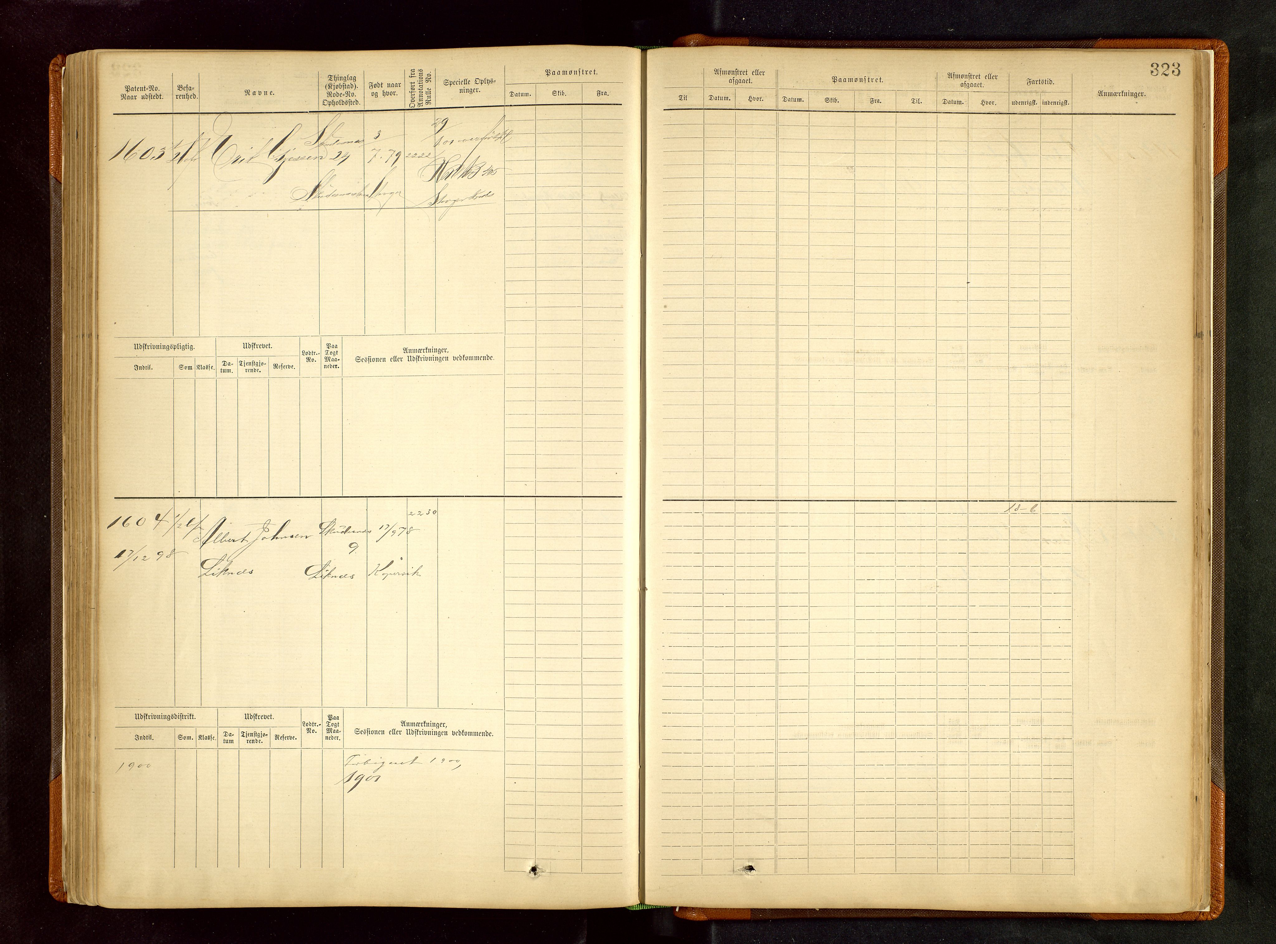 Haugesund sjømannskontor, SAST/A-102007/F/Fb/Fbb/L0002: Sjøfartsrulle Skudenes kretsnr. 959-2439, 1860-1948, p. 323