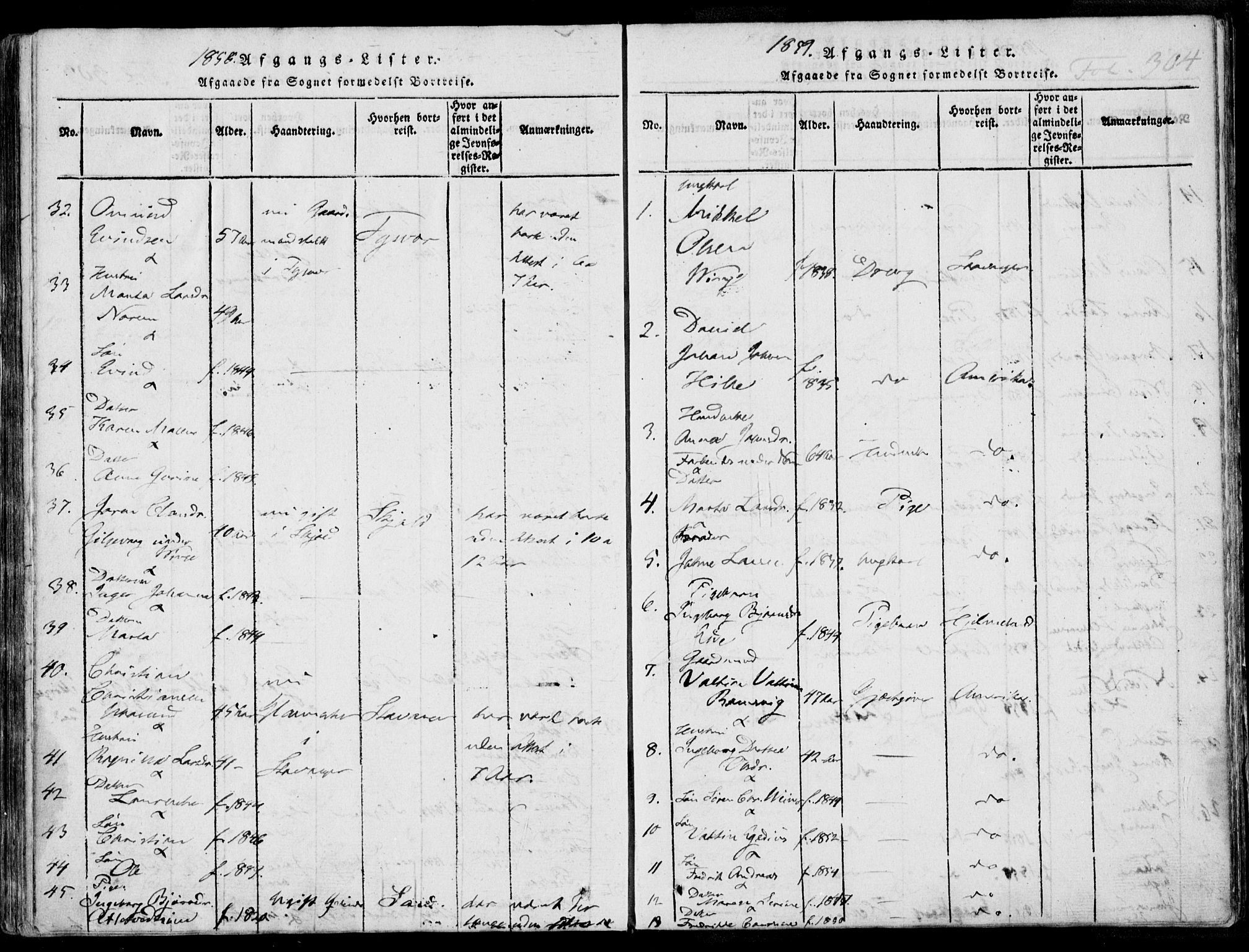 Nedstrand sokneprestkontor, AV/SAST-A-101841/01/IV: Parish register (official) no. A 7, 1816-1870, p. 304