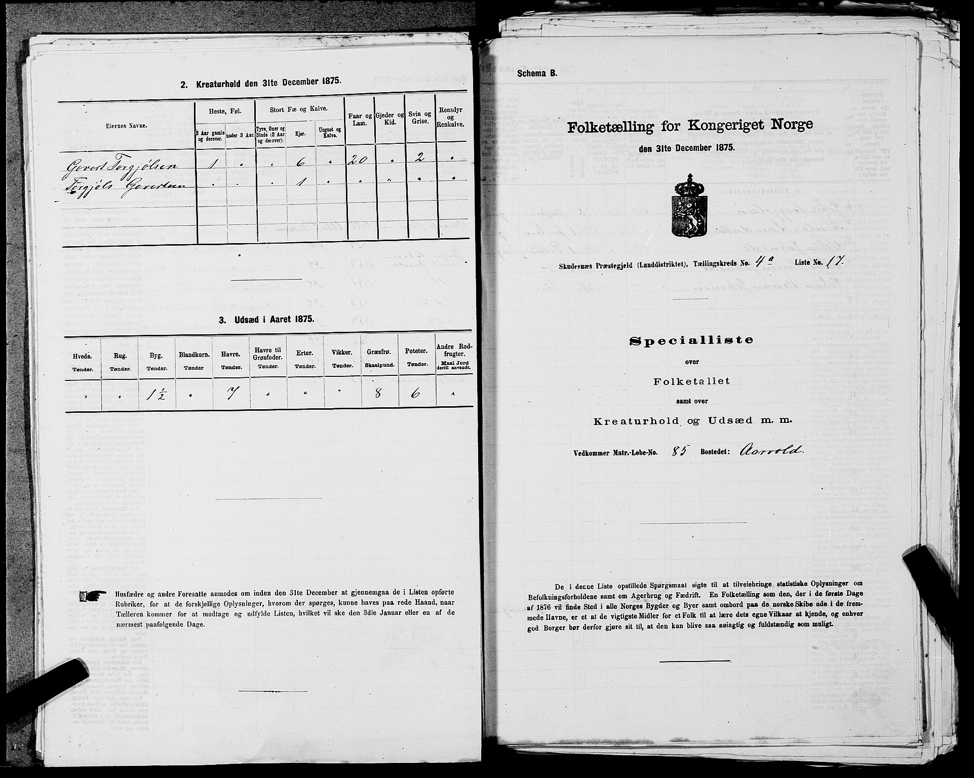 SAST, 1875 census for 1150L Skudenes/Falnes, Åkra og Ferkingstad, 1875, p. 390