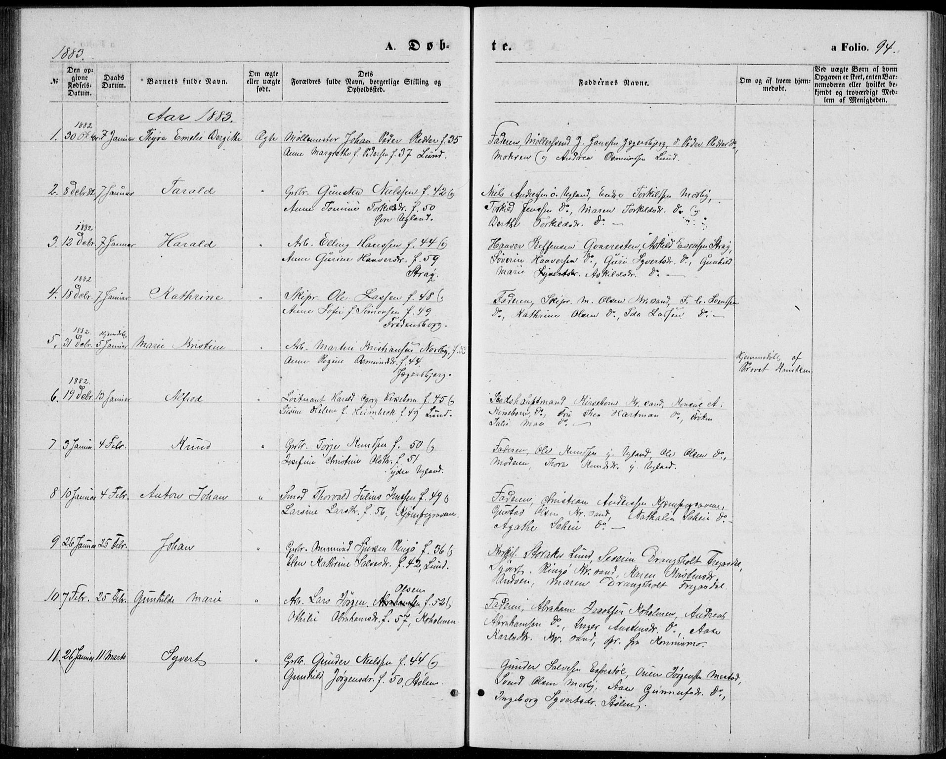 Oddernes sokneprestkontor, AV/SAK-1111-0033/F/Fb/Fba/L0007: Parish register (copy) no. B 7, 1869-1887, p. 94