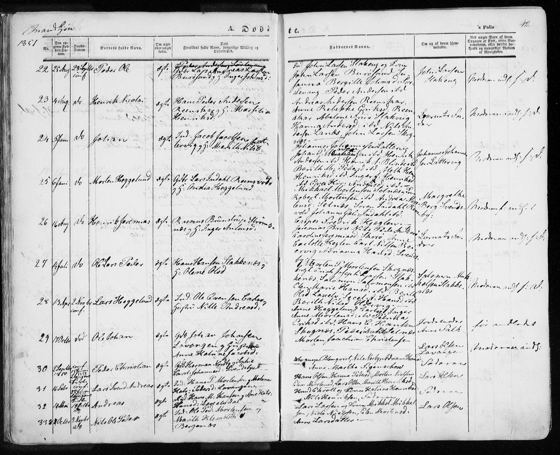 Karlsøy sokneprestembete, SATØ/S-1299/H/Ha/Haa/L0003kirke: Parish register (official) no. 3, 1843-1860, p. 42