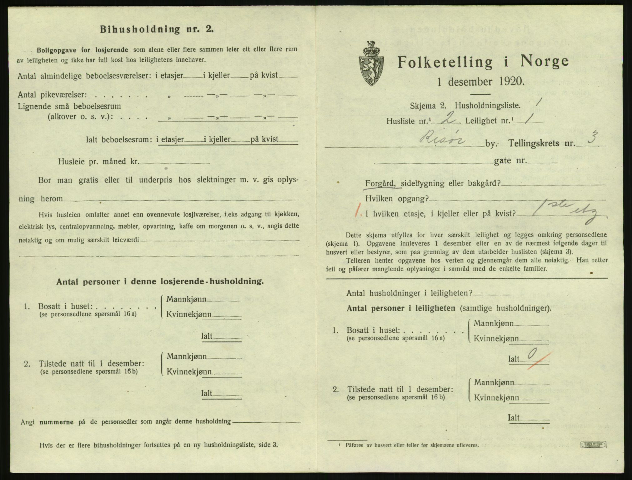 SAK, 1920 census for Risør, 1920, p. 2529