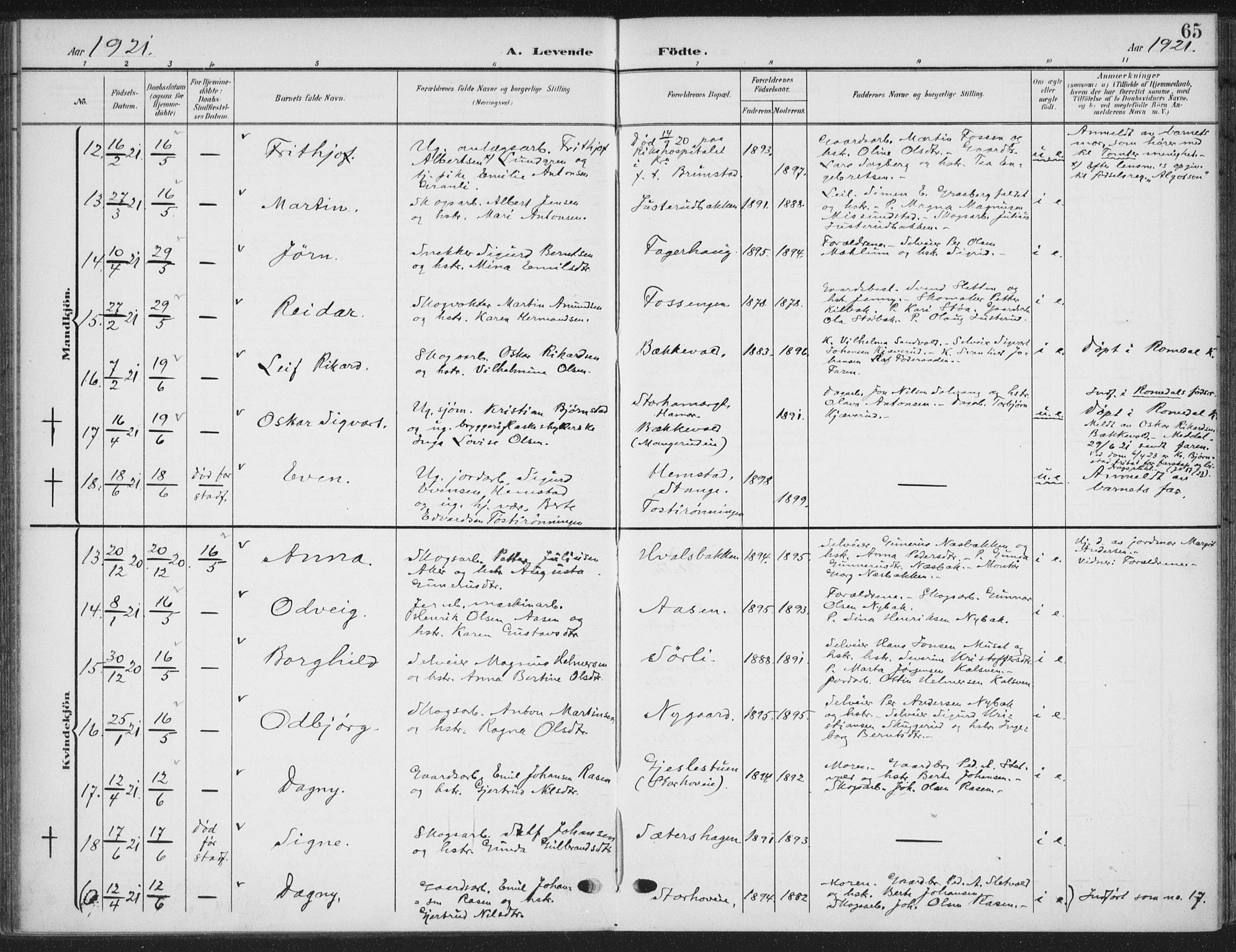 Romedal prestekontor, SAH/PREST-004/K/L0009: Parish register (official) no. 9, 1906-1929, p. 65