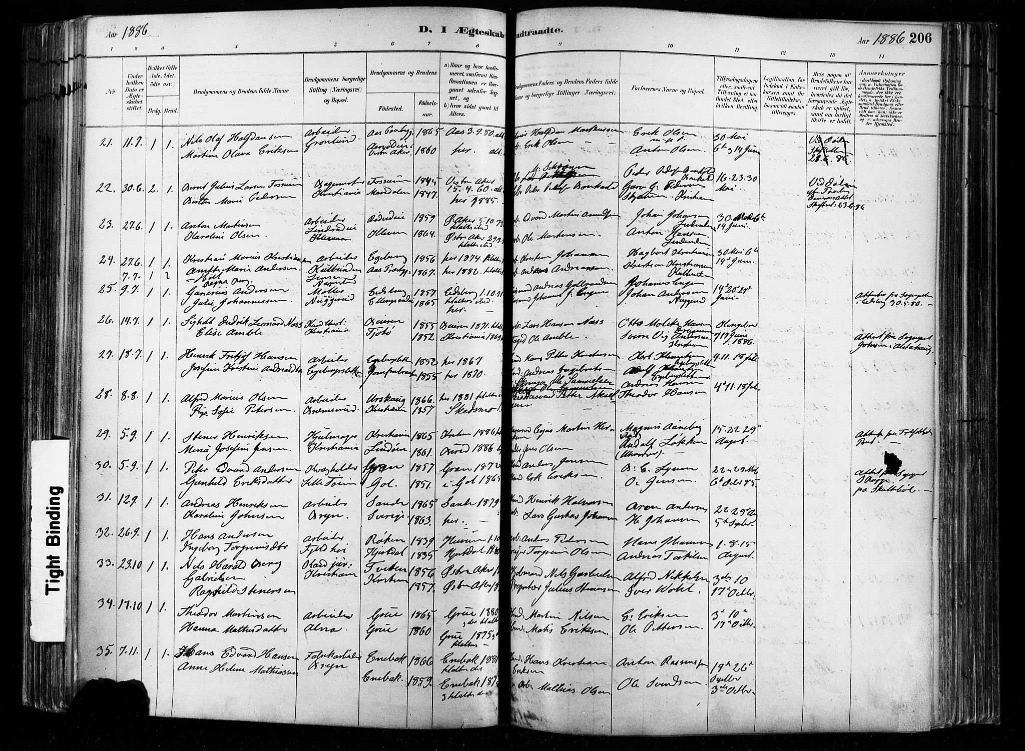 Østre Aker prestekontor Kirkebøker, SAO/A-10840/F/Fa/L0008: Parish register (official) no. I 8, 1883-1894, p. 206