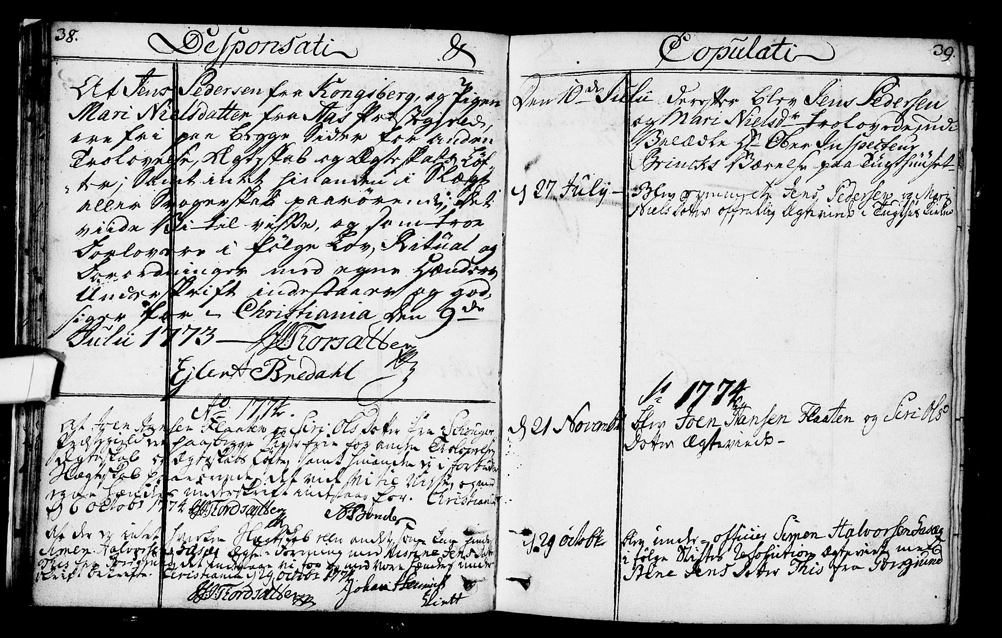 Kristiania tukthusprest Kirkebøker, SAO/A-10881/F/Fa/L0001: Parish register (official) no. 1, 1758-1828, p. 38-39