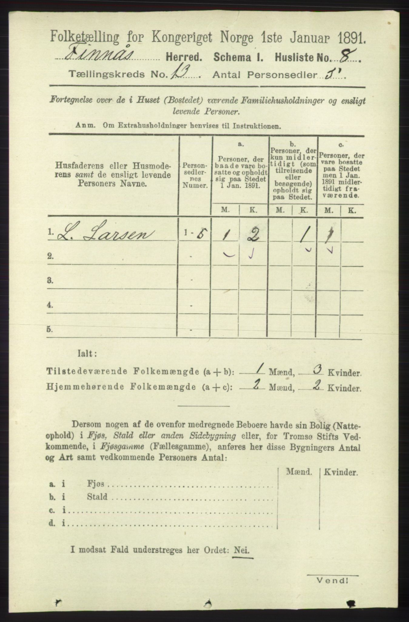 RA, 1891 census for 1218 Finnås, 1891, p. 5583