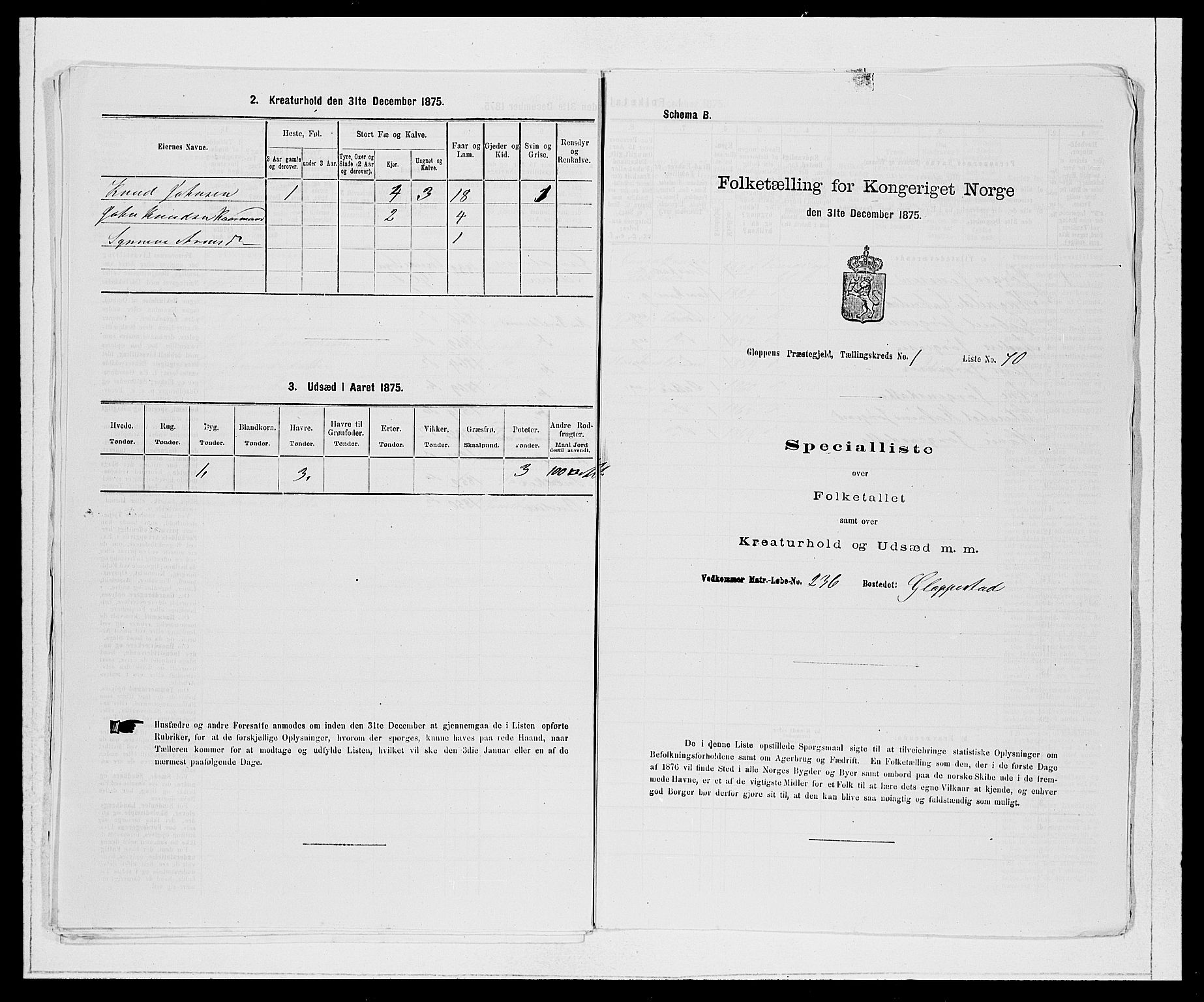 SAB, 1875 Census for 1445P Gloppen, 1875, p. 173