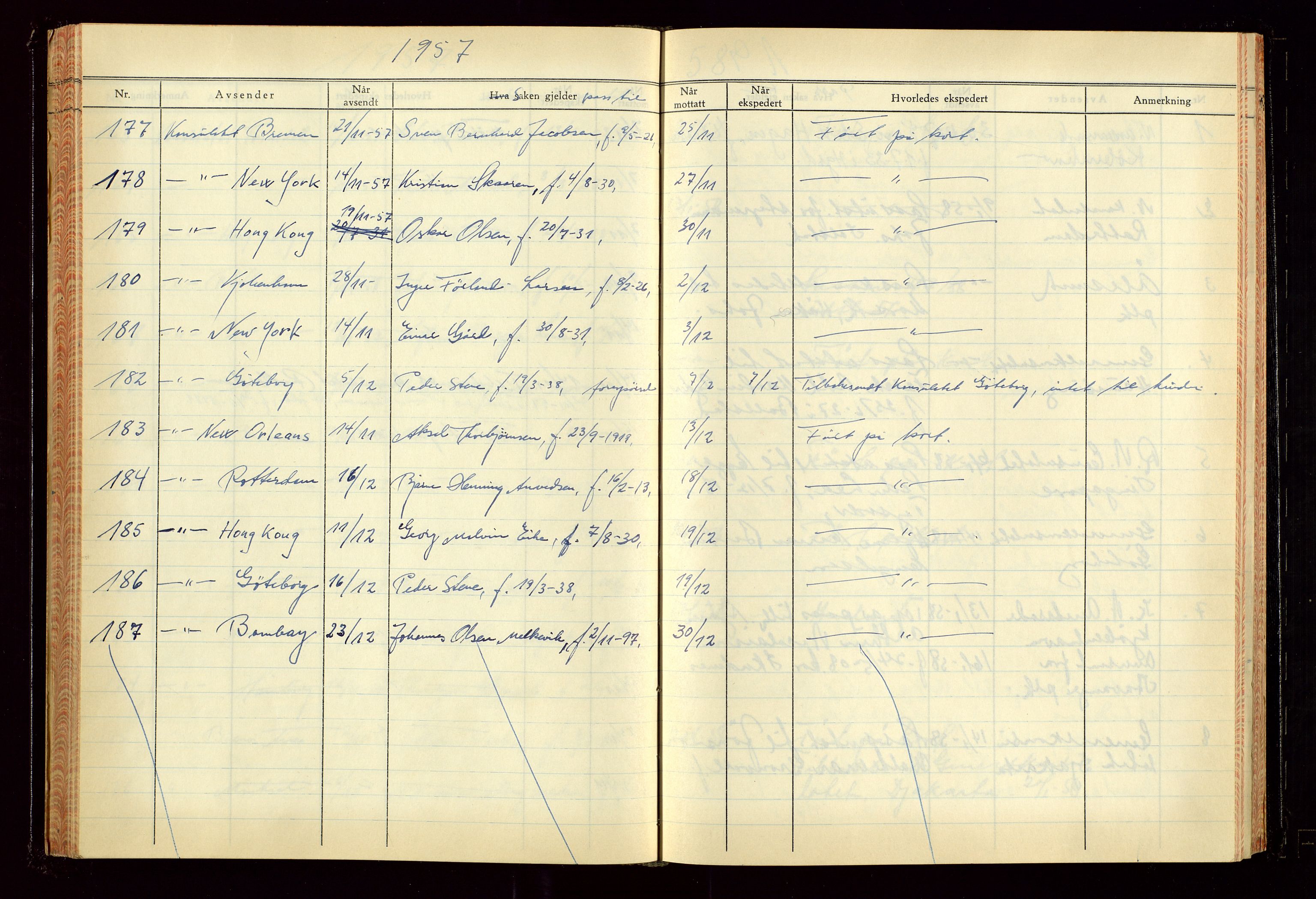 Haugesund politikammer, AV/SAST-A-100440/K/L0007: Brevjournal for passkontoret, 1953-1965, p. 82
