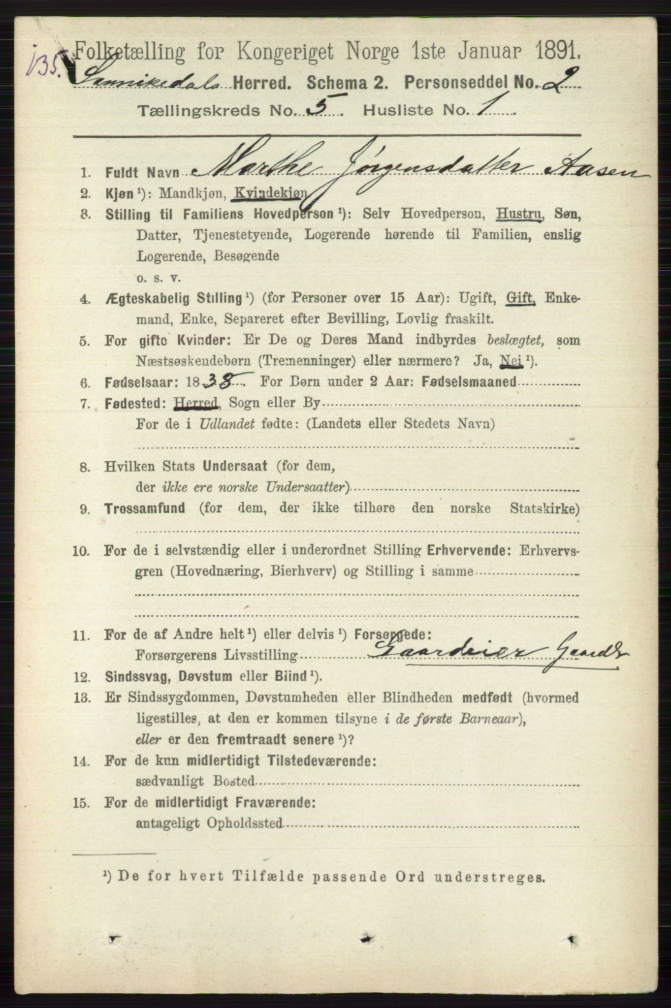 RA, 1891 census for 0816 Sannidal, 1891, p. 2041