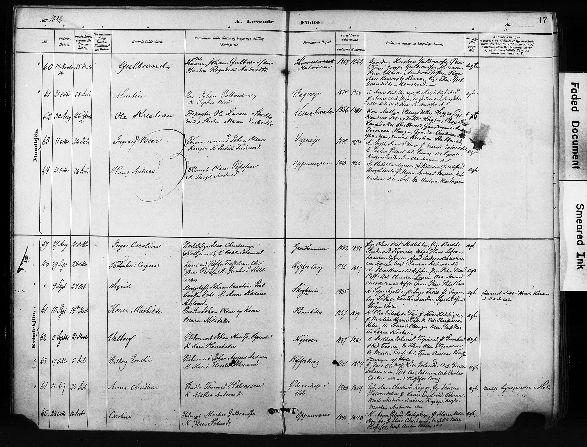 Norderhov kirkebøker, AV/SAKO-A-237/F/Fa/L0016: Parish register (official) no. 16, 1885-1902, p. 17