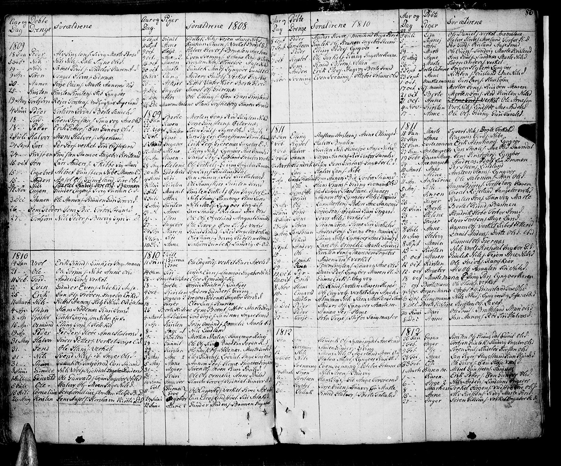Søndeled sokneprestkontor, SAK/1111-0038/F/Fb/L0001: Parish register (copy) no. B 1, 1746-1816, p. 86