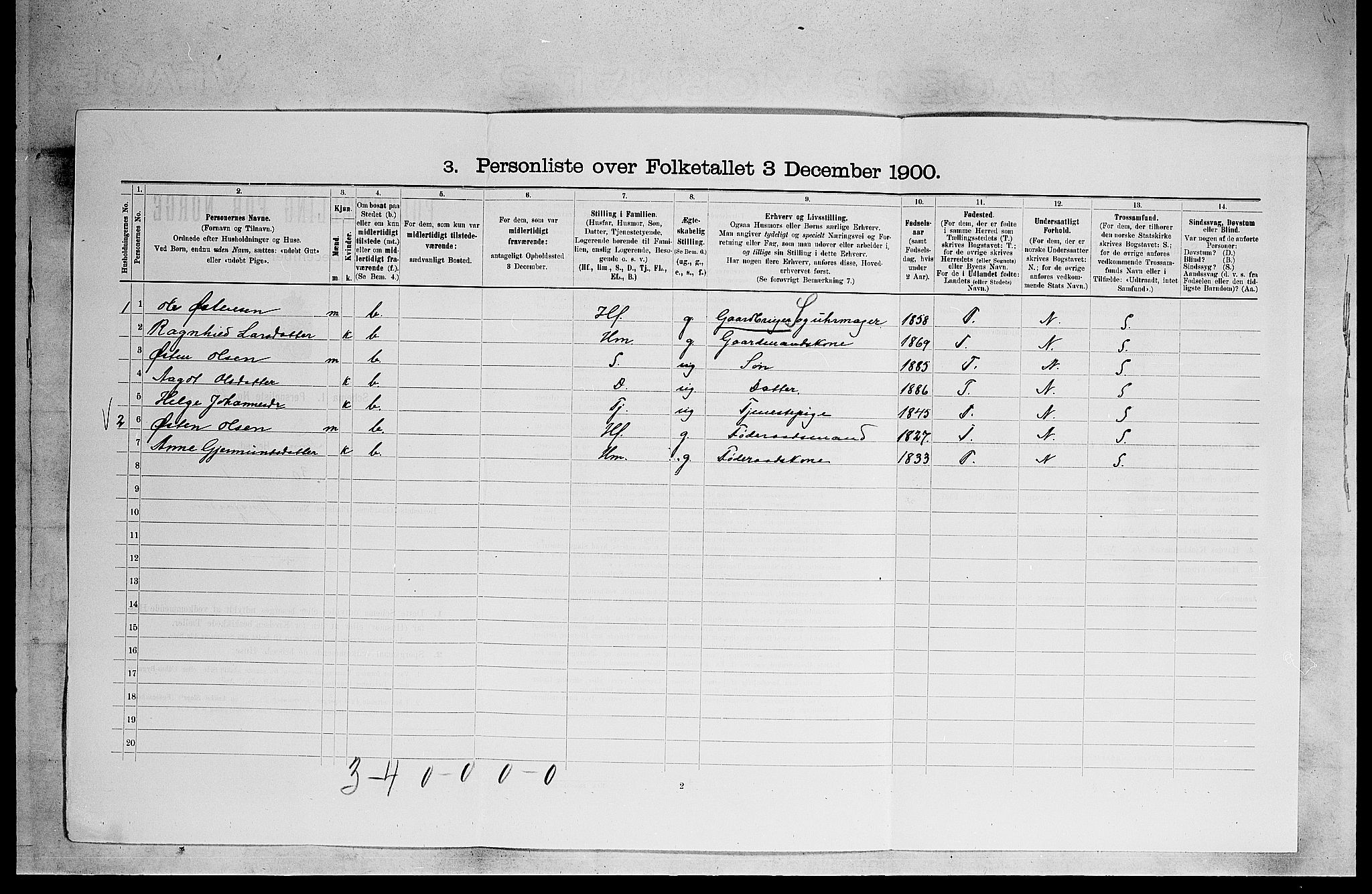 SAKO, 1900 census for Tinn, 1900, p. 228