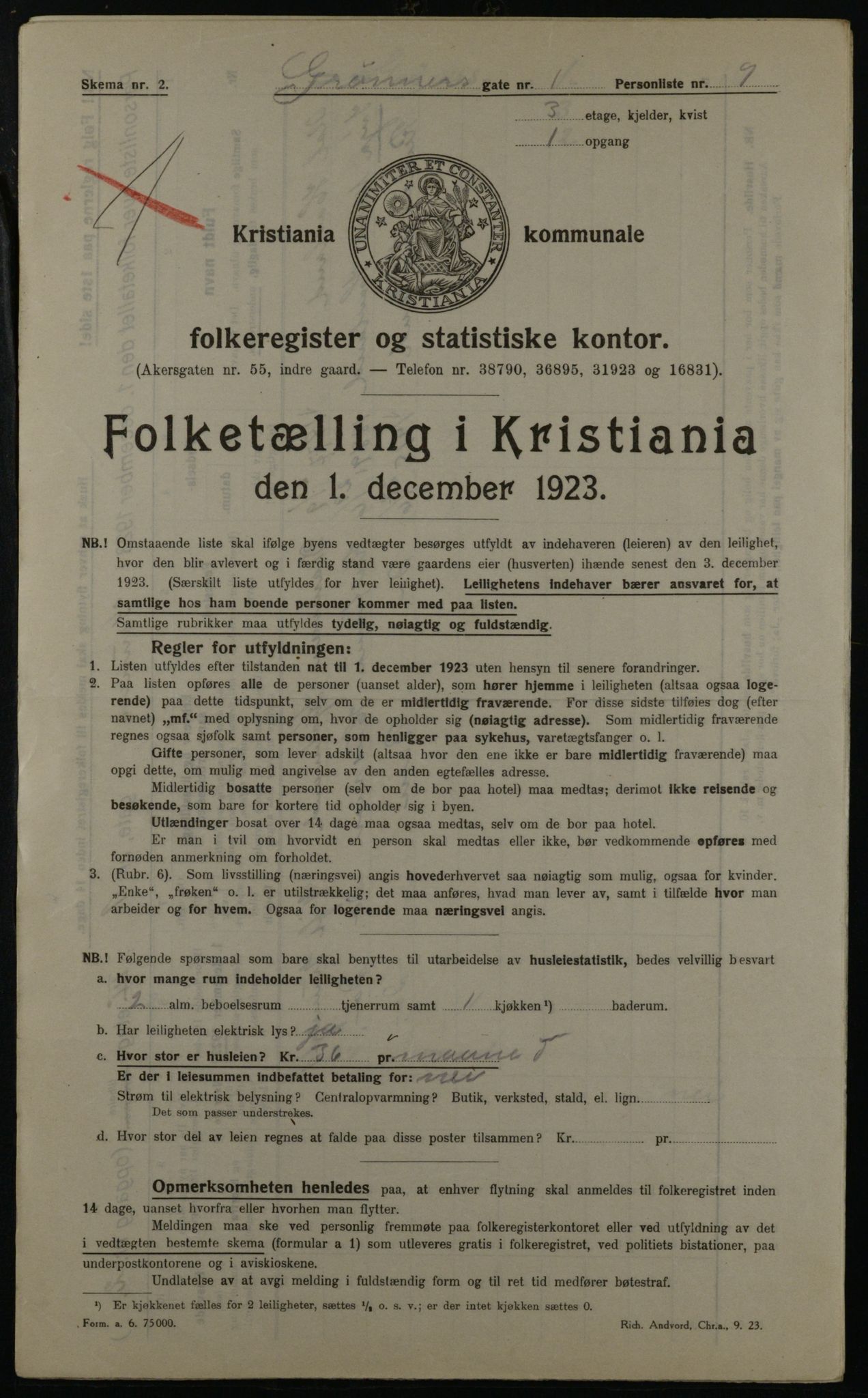 OBA, Municipal Census 1923 for Kristiania, 1923, p. 34500