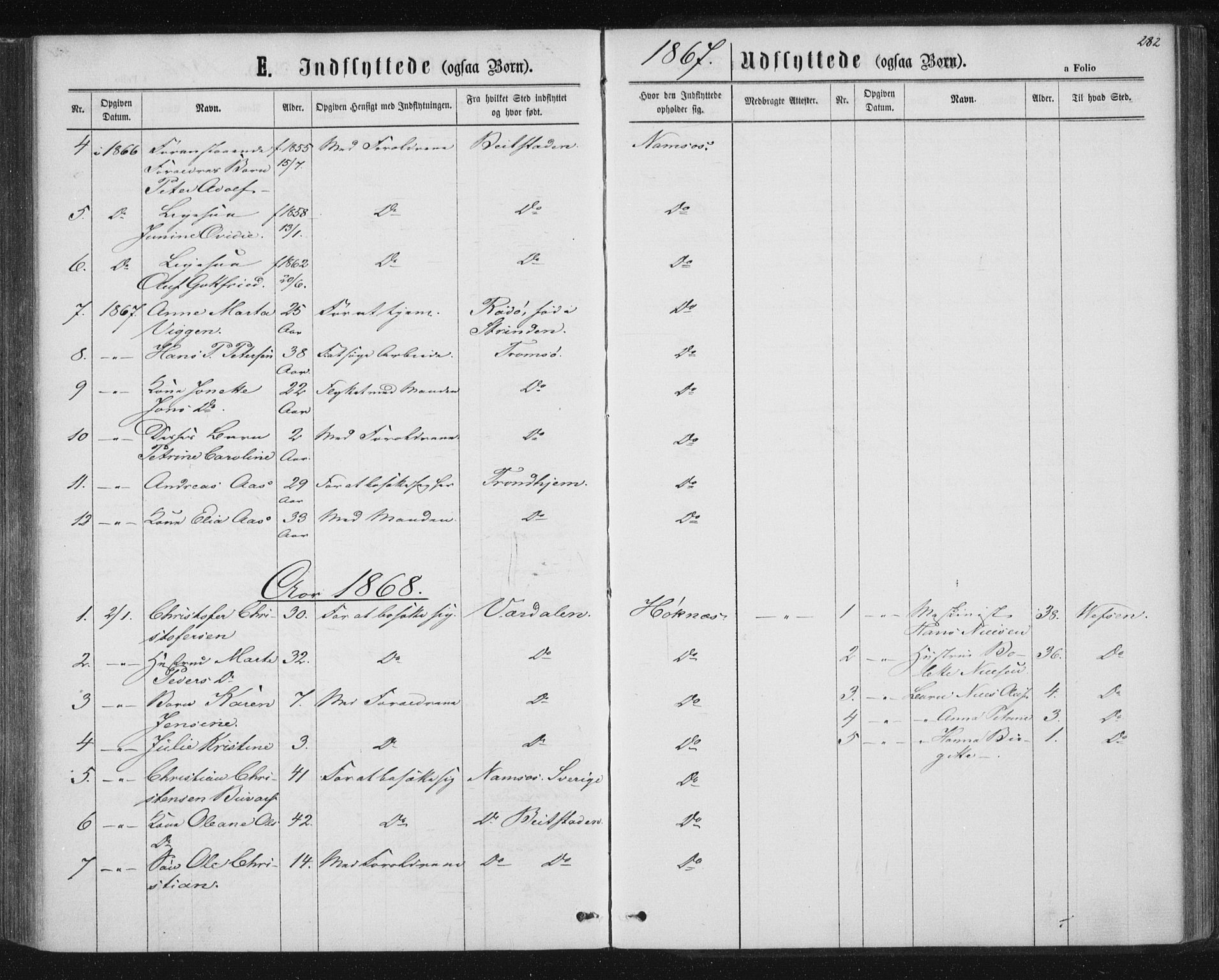 Ministerialprotokoller, klokkerbøker og fødselsregistre - Nord-Trøndelag, SAT/A-1458/768/L0570: Parish register (official) no. 768A05, 1865-1874, p. 282