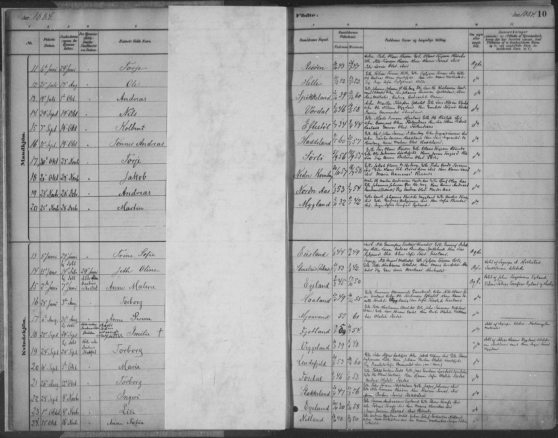 Fjotland sokneprestkontor, AV/SAK-1111-0010/F/Fa/L0002: Parish register (official) no. A 2, 1880-1898, p. 10