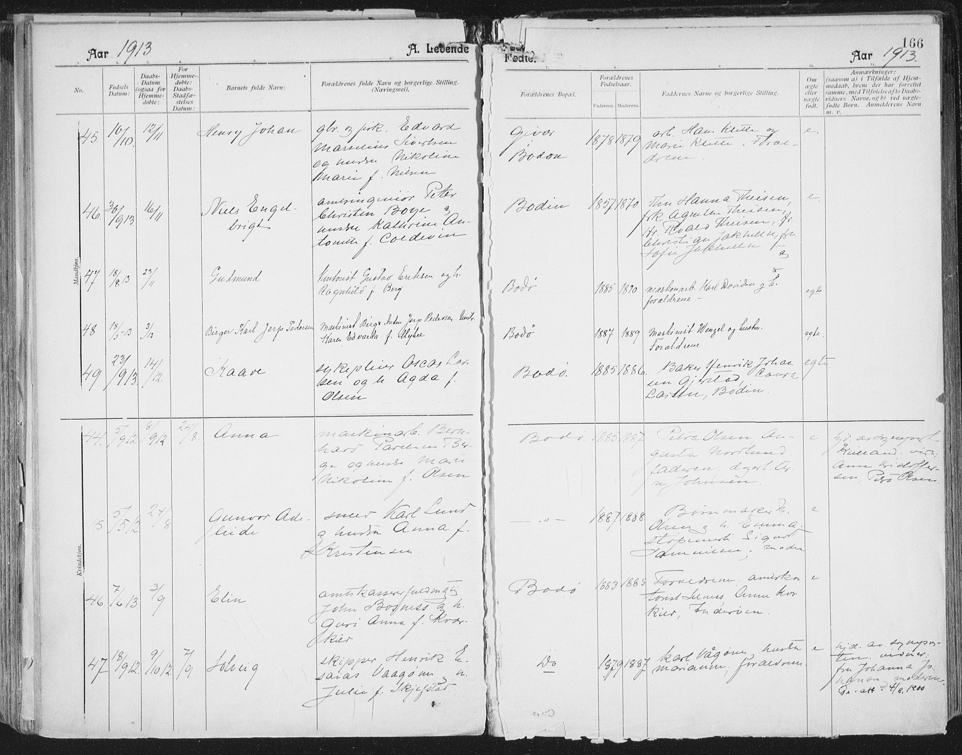 Ministerialprotokoller, klokkerbøker og fødselsregistre - Nordland, AV/SAT-A-1459/801/L0011: Parish register (official) no. 801A11, 1900-1916, p. 166