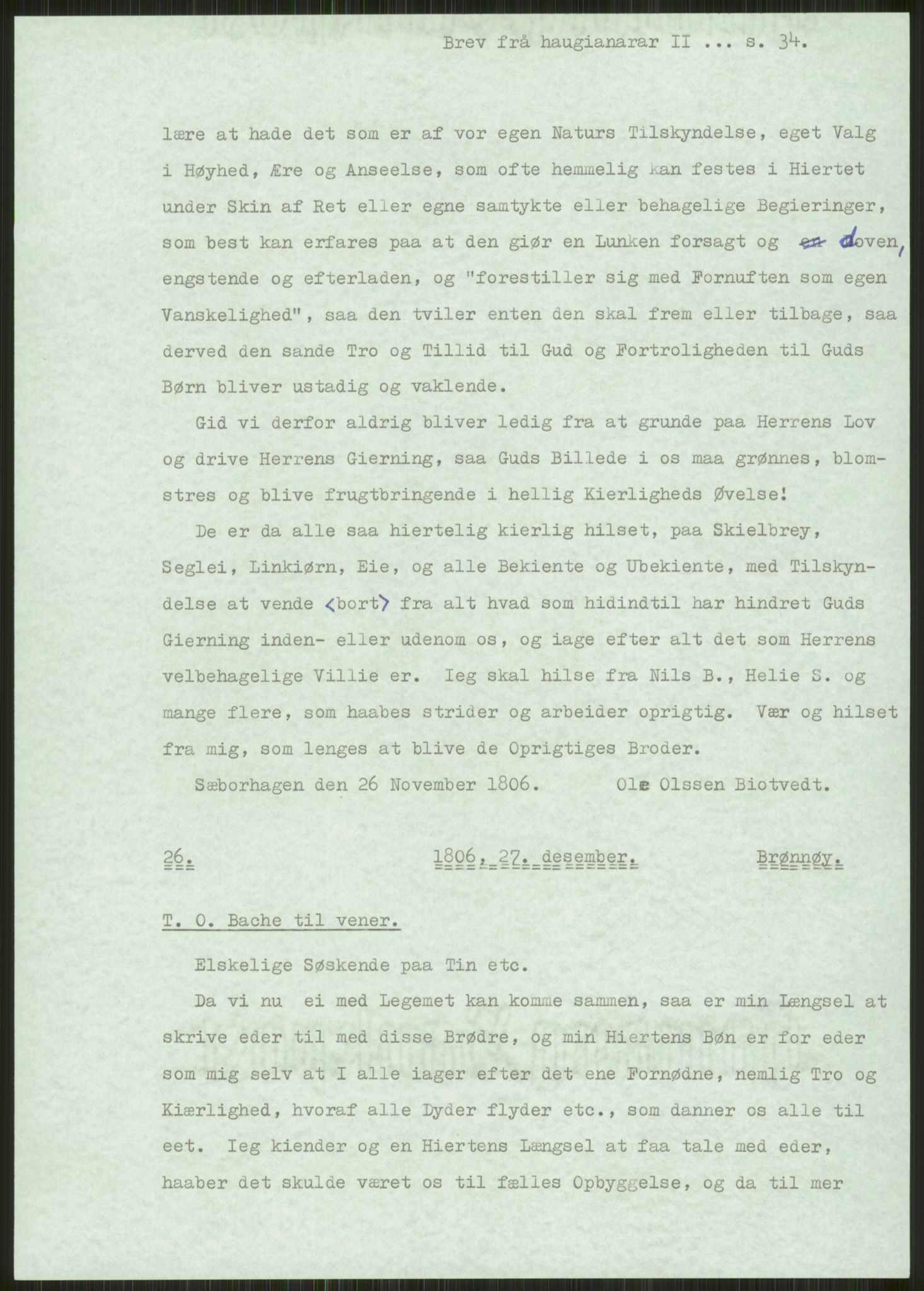 Samlinger til kildeutgivelse, Haugianerbrev, AV/RA-EA-6834/F/L0002: Haugianerbrev II: 1805-1821, 1805-1821, p. 34