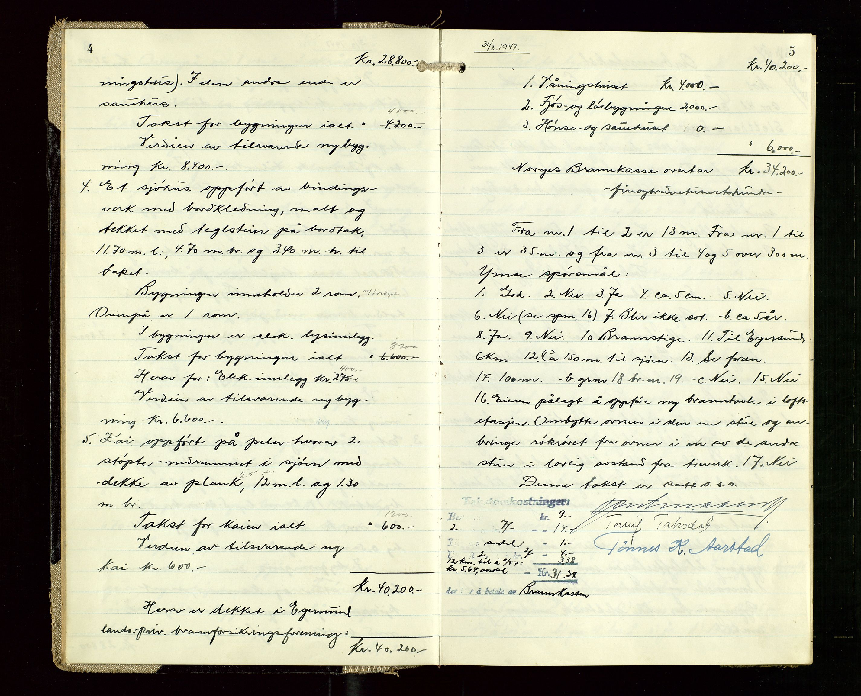 Eigersund lensmannskontor, AV/SAST-A-100171/Goa/L0008: "Branntakstprotokoll", 1947-1948, p. 4-5