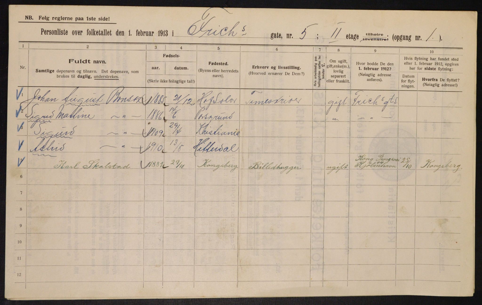 OBA, Municipal Census 1913 for Kristiania, 1913, p. 26978