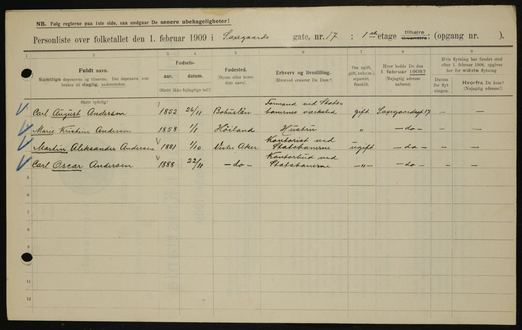 OBA, Municipal Census 1909 for Kristiania, 1909, p. 81236