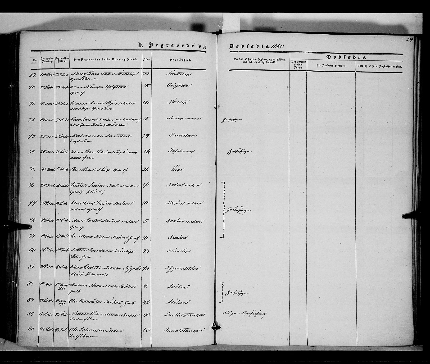 Vestre Toten prestekontor, SAH/PREST-108/H/Ha/Haa/L0006: Parish register (official) no. 6, 1856-1861, p. 289
