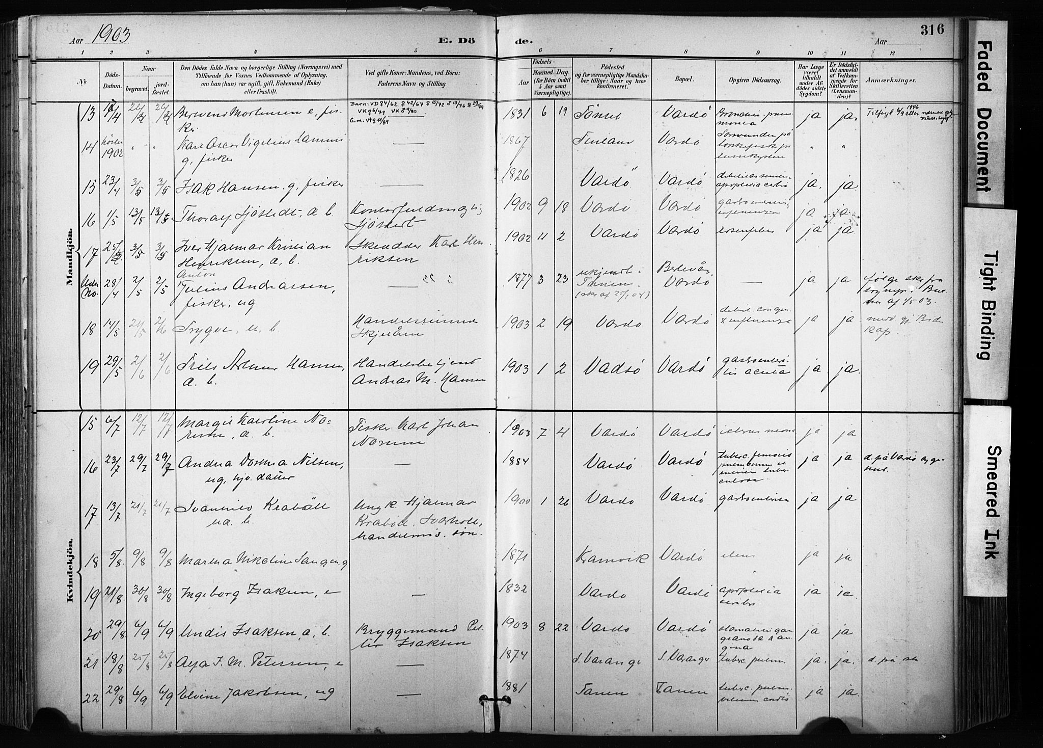Vardø sokneprestkontor, AV/SATØ-S-1332/H/Ha/L0010kirke: Parish register (official) no. 10, 1895-1907, p. 316