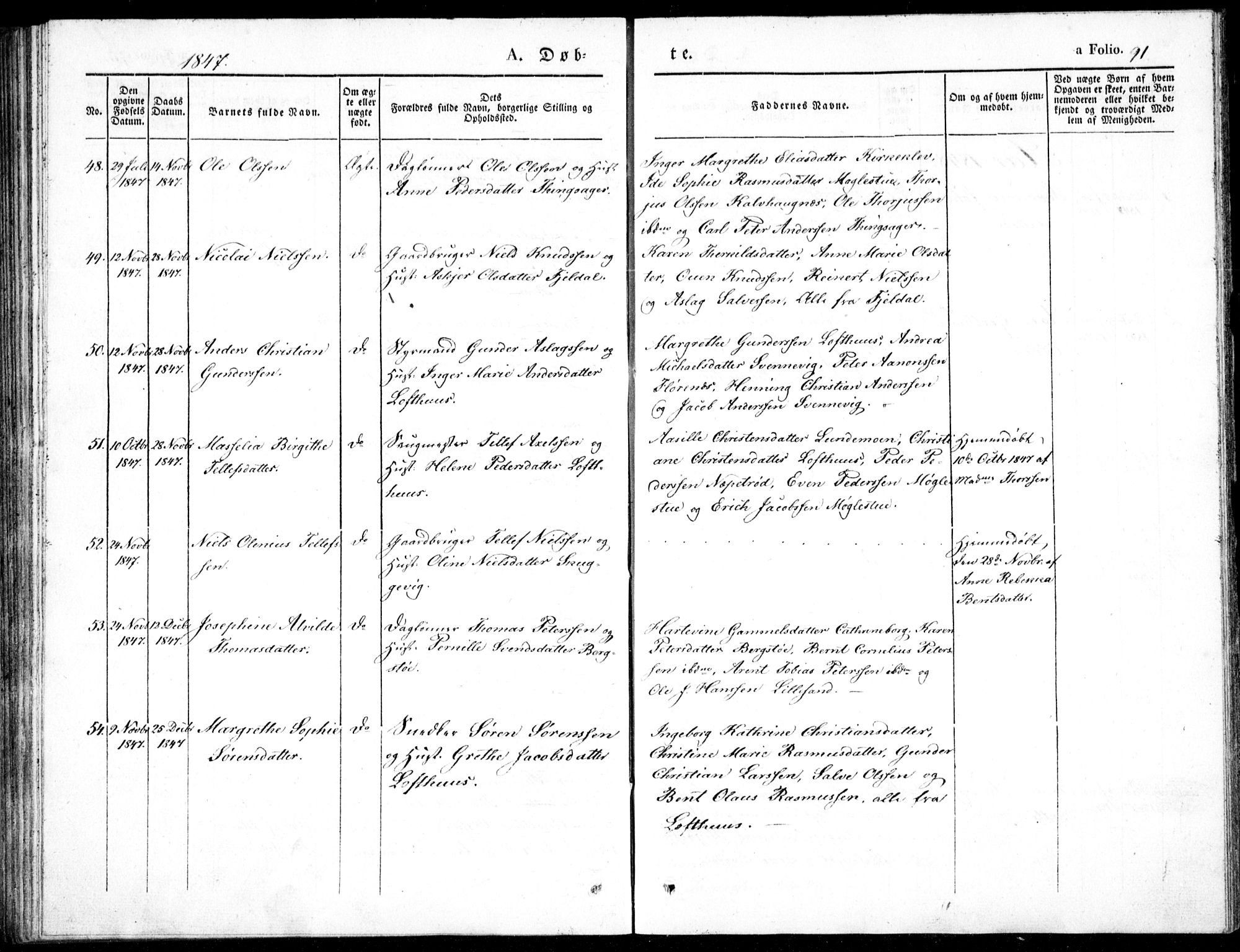 Vestre Moland sokneprestkontor, SAK/1111-0046/F/Fb/Fbb/L0002: Parish register (copy) no. B 2, 1836-1851, p. 91