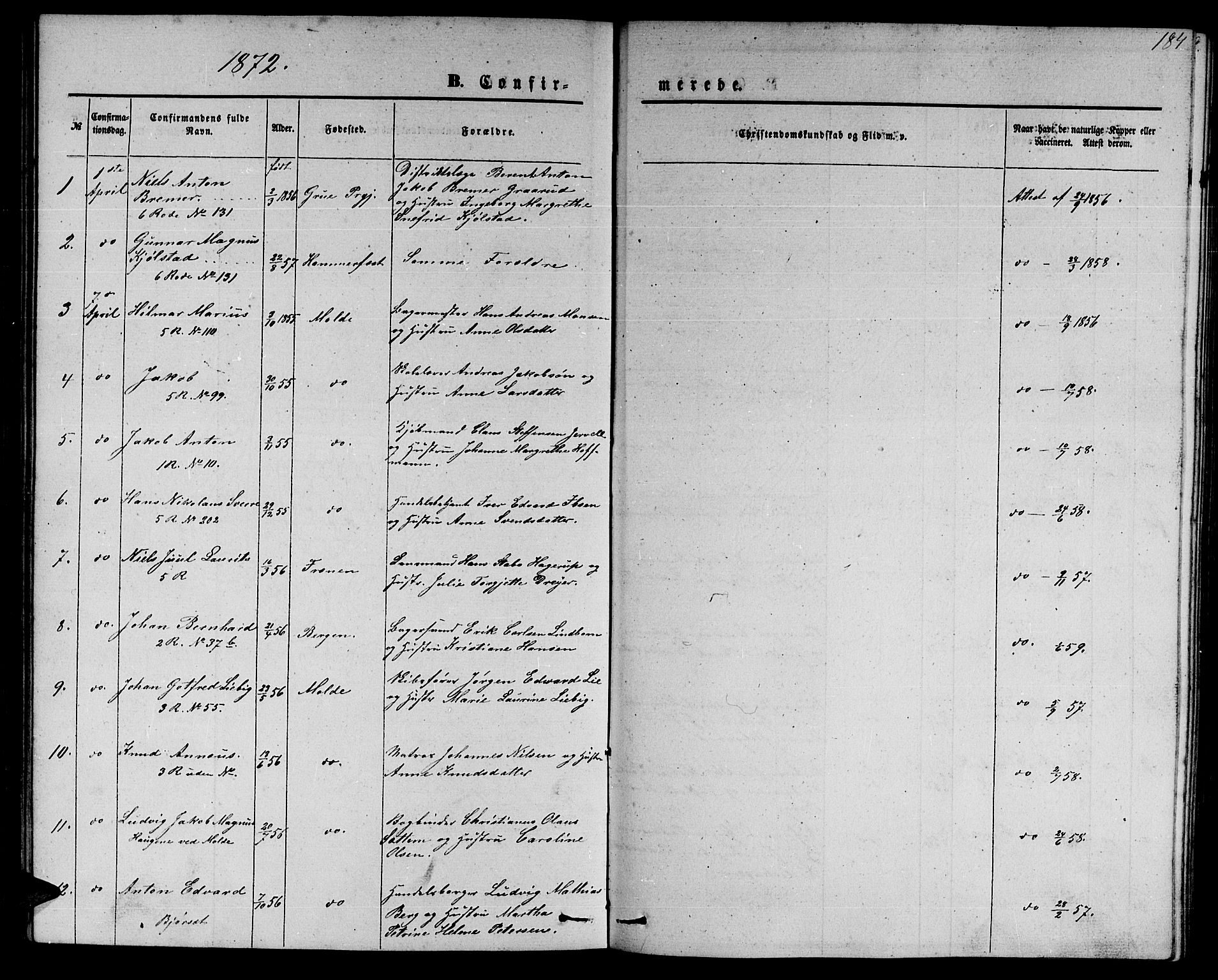 Ministerialprotokoller, klokkerbøker og fødselsregistre - Møre og Romsdal, AV/SAT-A-1454/558/L0701: Parish register (copy) no. 558C02, 1862-1879, p. 184