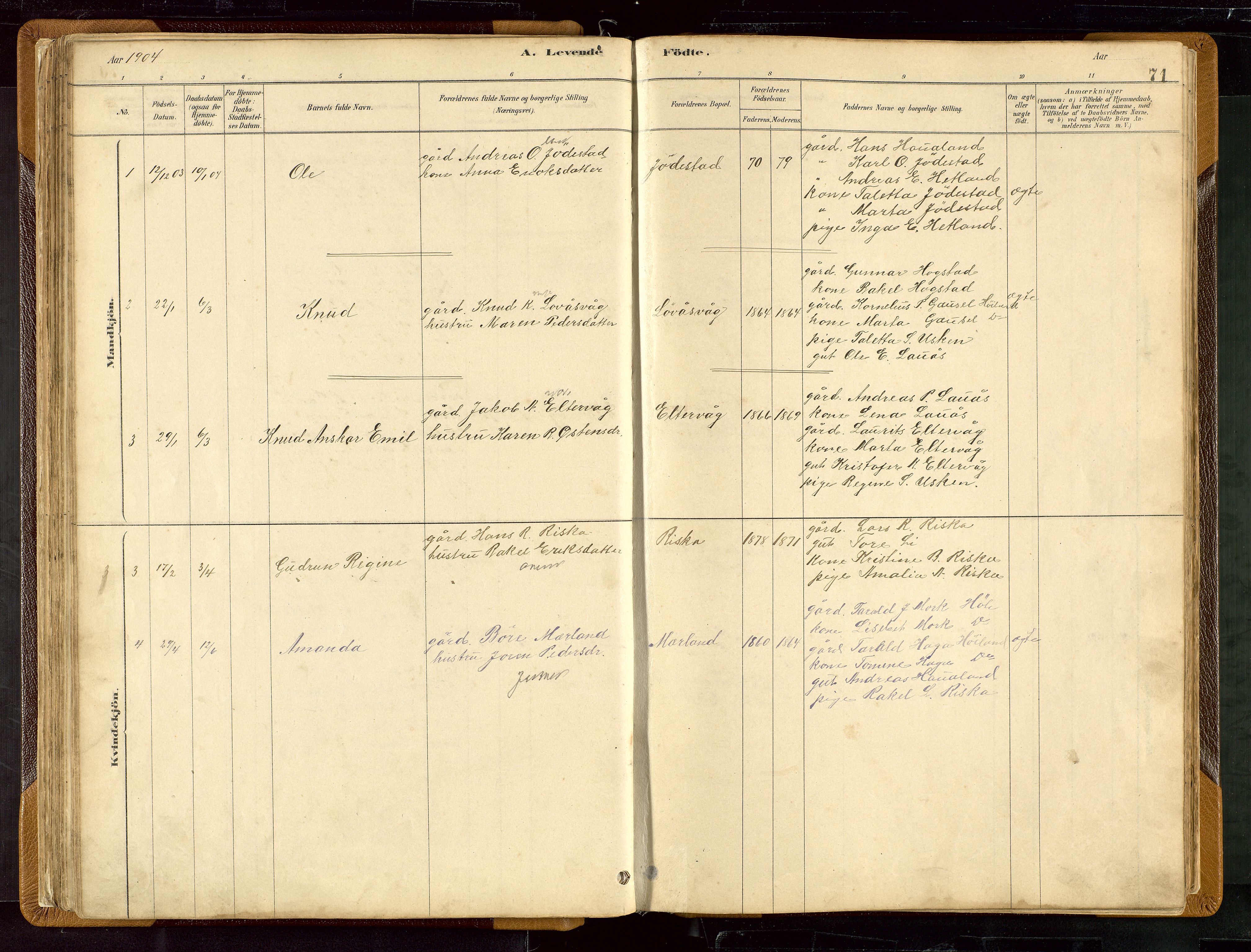 Hetland sokneprestkontor, AV/SAST-A-101826/30/30BB/L0007: Parish register (copy) no. B 7, 1878-1910, p. 71