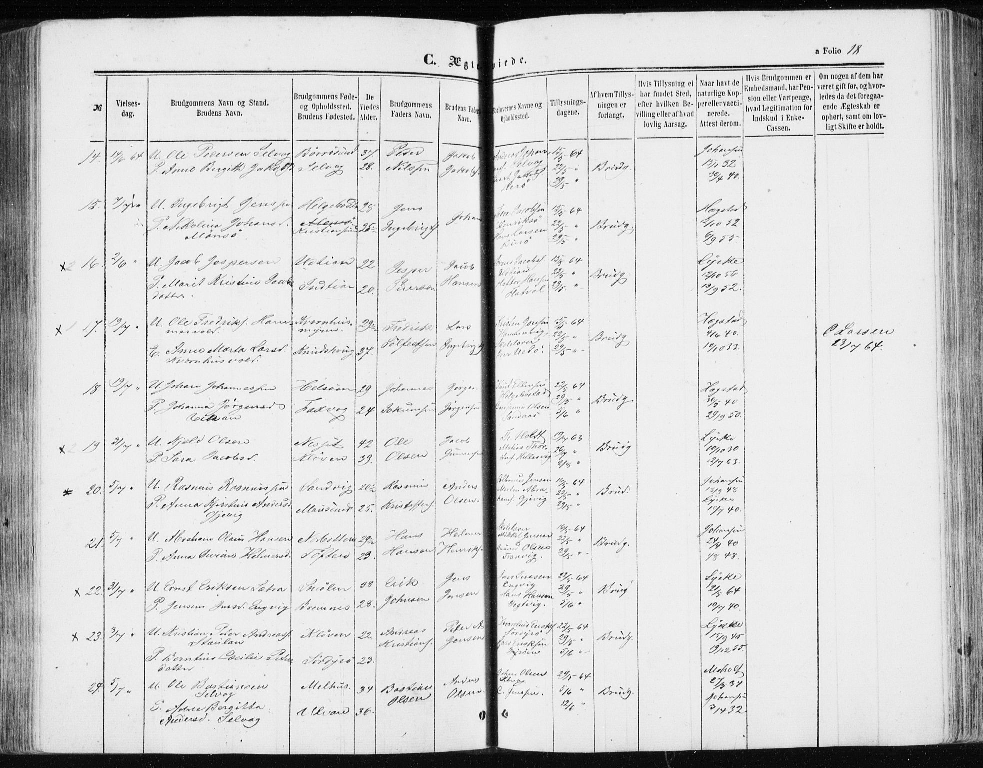 Ministerialprotokoller, klokkerbøker og fødselsregistre - Sør-Trøndelag, AV/SAT-A-1456/634/L0531: Parish register (official) no. 634A07, 1861-1870, p. 18