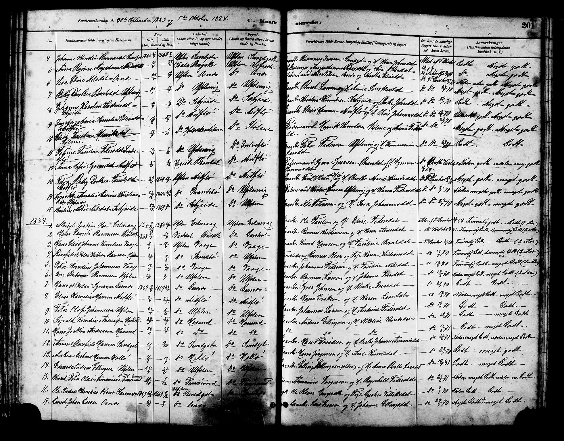 Ministerialprotokoller, klokkerbøker og fødselsregistre - Møre og Romsdal, AV/SAT-A-1454/509/L0112: Parish register (copy) no. 509C02, 1883-1922, p. 201