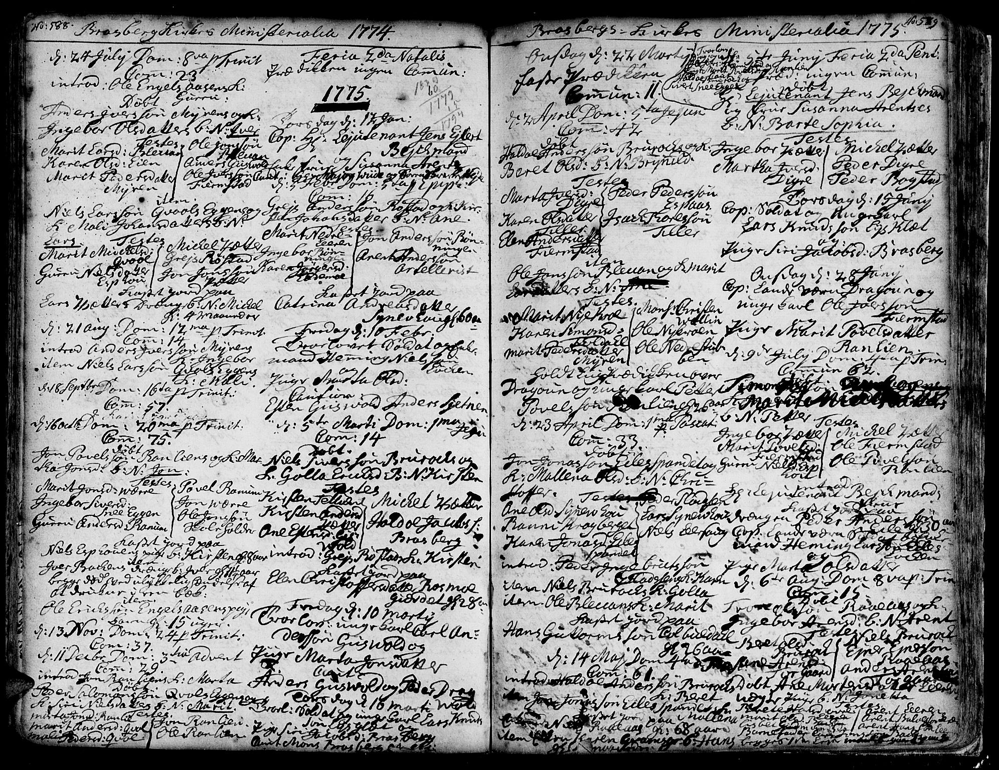 Ministerialprotokoller, klokkerbøker og fødselsregistre - Sør-Trøndelag, SAT/A-1456/606/L0278: Parish register (official) no. 606A01 /4, 1727-1780, p. 588-589