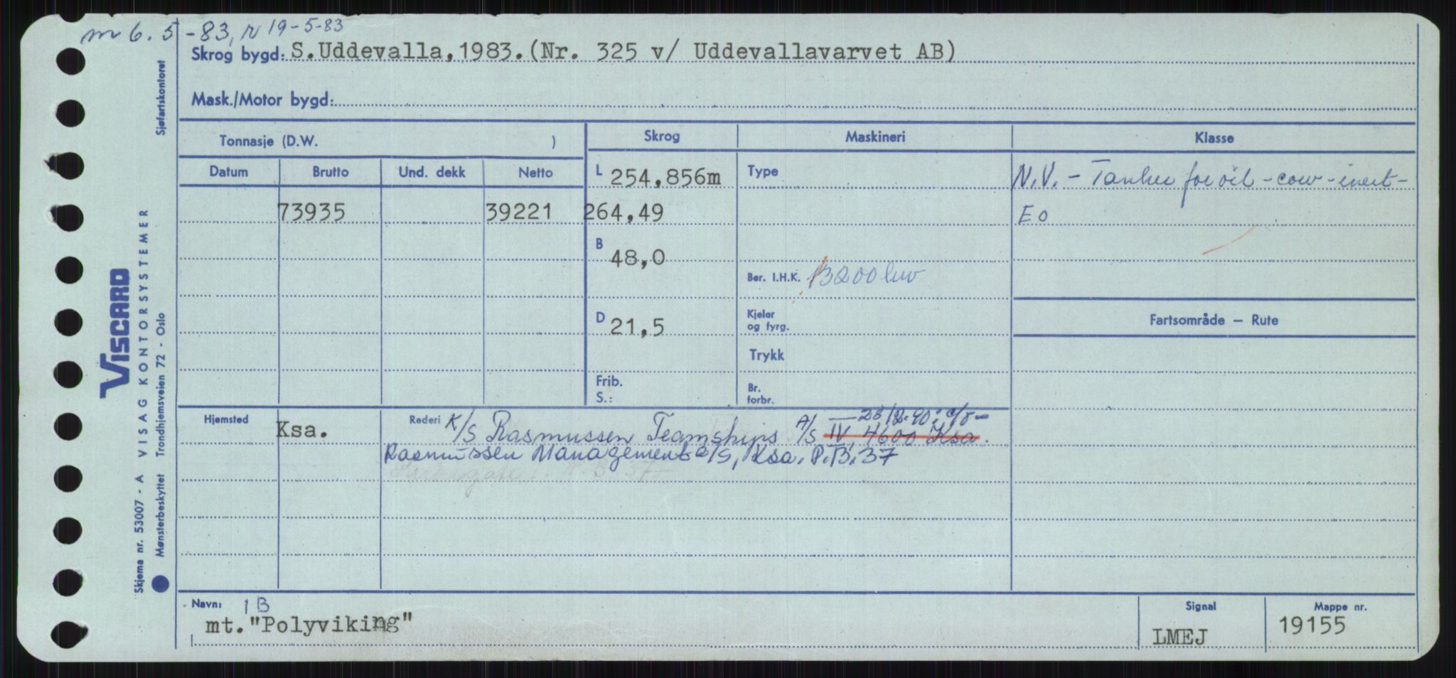 Sjøfartsdirektoratet med forløpere, Skipsmålingen, RA/S-1627/H/Ha/L0004/0002: Fartøy, Mas-R / Fartøy, Odin-R, p. 397