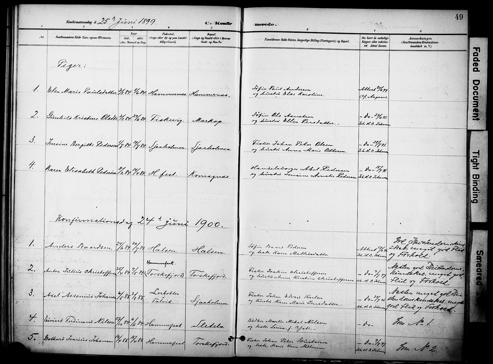 Hammerfest sokneprestkontor, AV/SATØ-S-1347/H/Ha/L0012.kirke: Parish register (official) no. 12, 1898-1908, p. 49