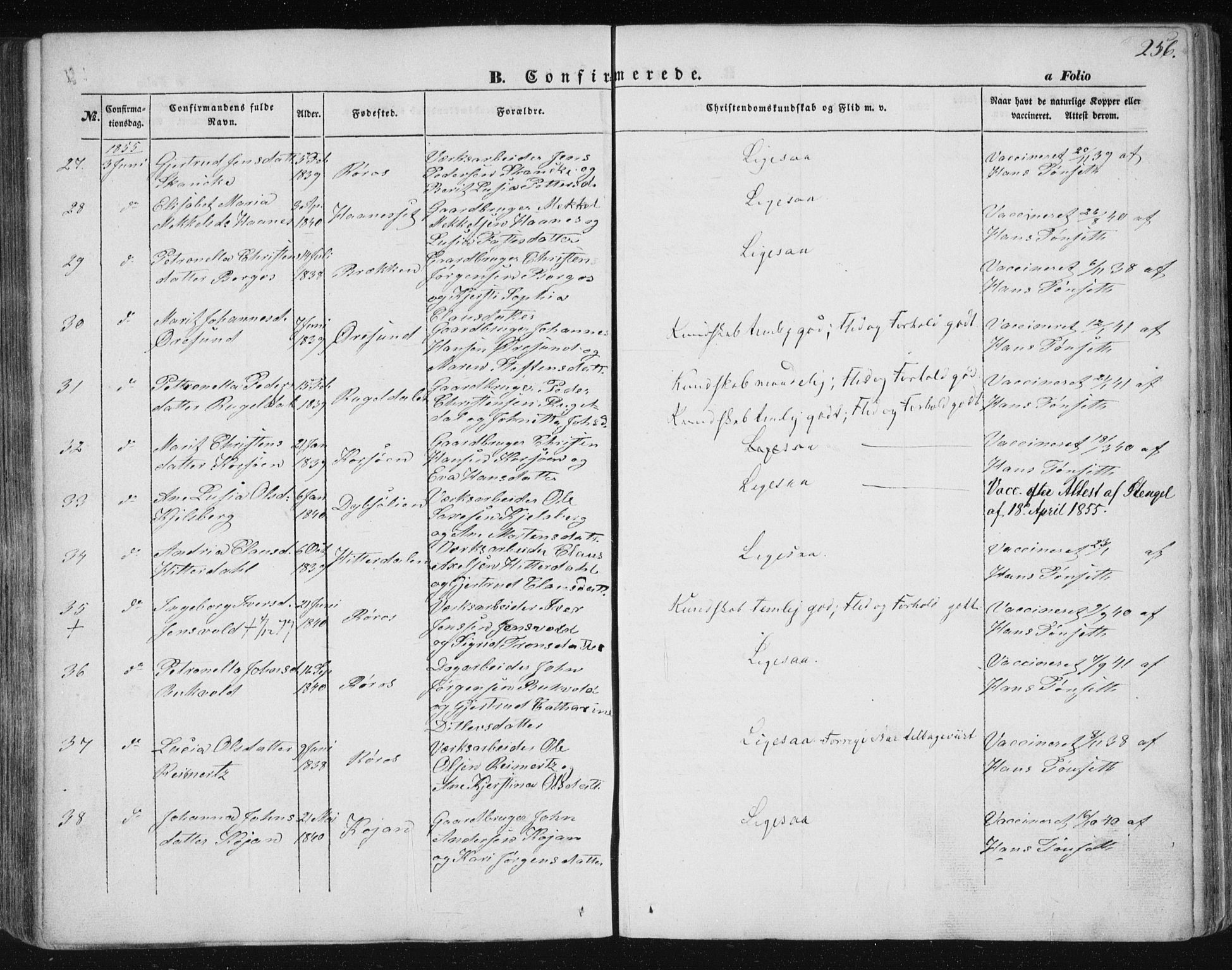 Ministerialprotokoller, klokkerbøker og fødselsregistre - Sør-Trøndelag, AV/SAT-A-1456/681/L0931: Parish register (official) no. 681A09, 1845-1859, p. 256