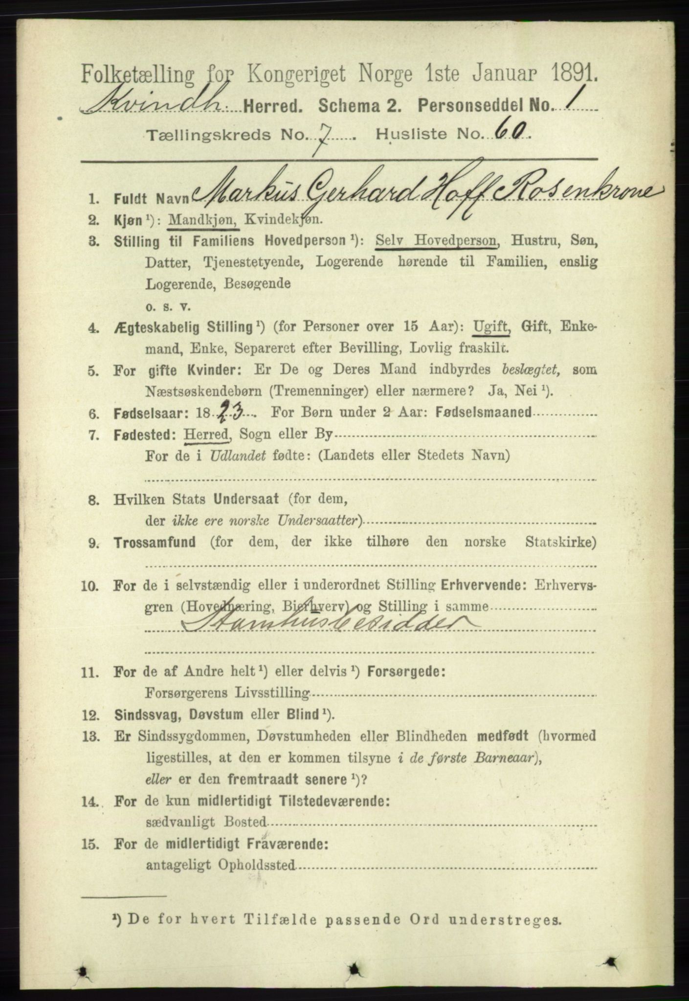 RA, 1891 census for 1224 Kvinnherad, 1891, p. 2858