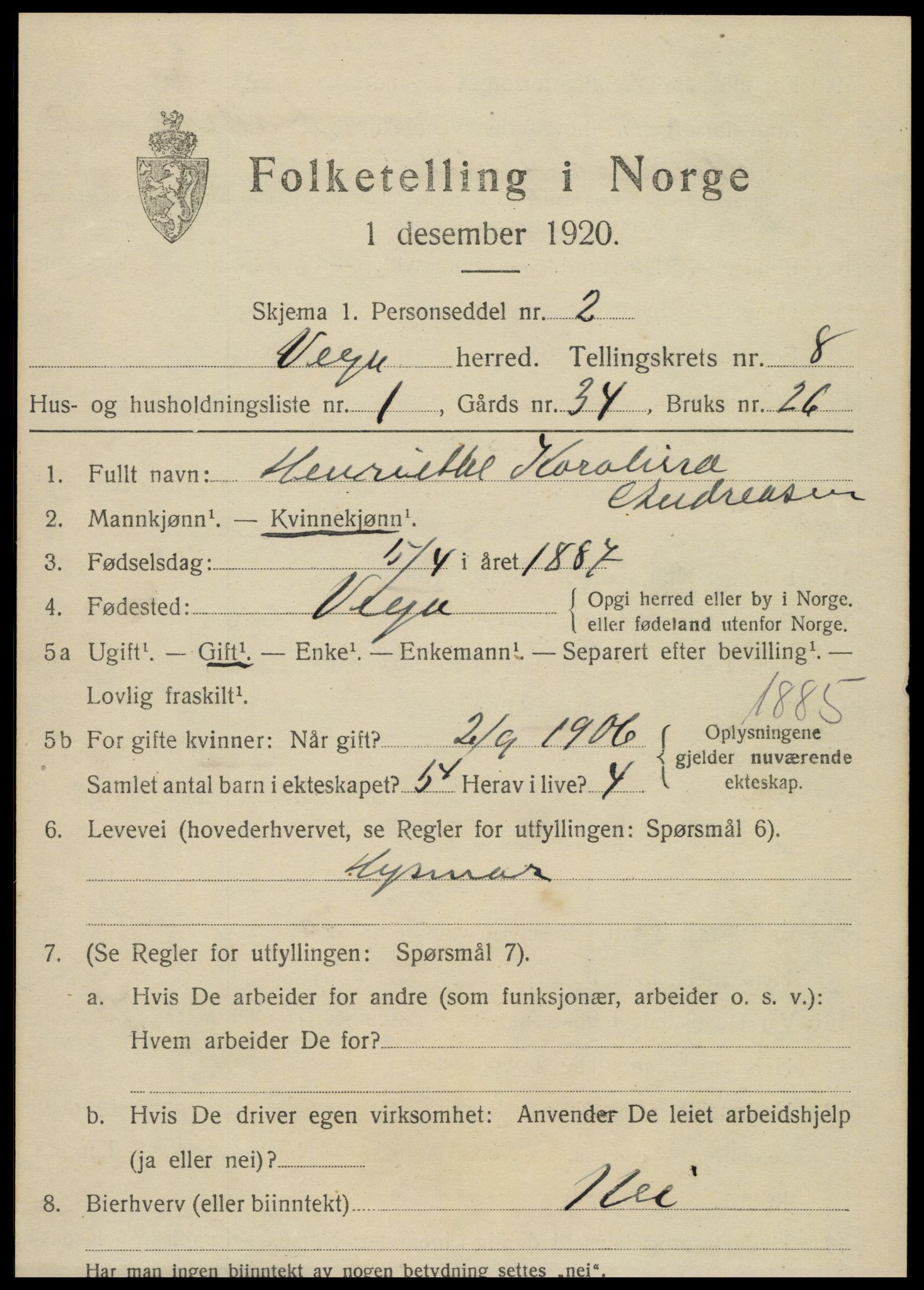 SAT, 1920 census for Vega, 1920, p. 3793