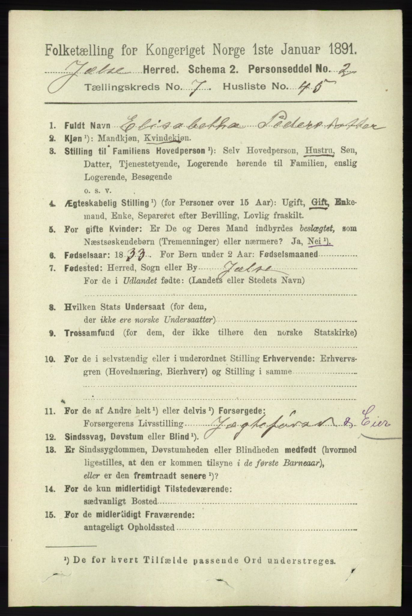 RA, 1891 census for 1138 Jelsa, 1891, p. 1746