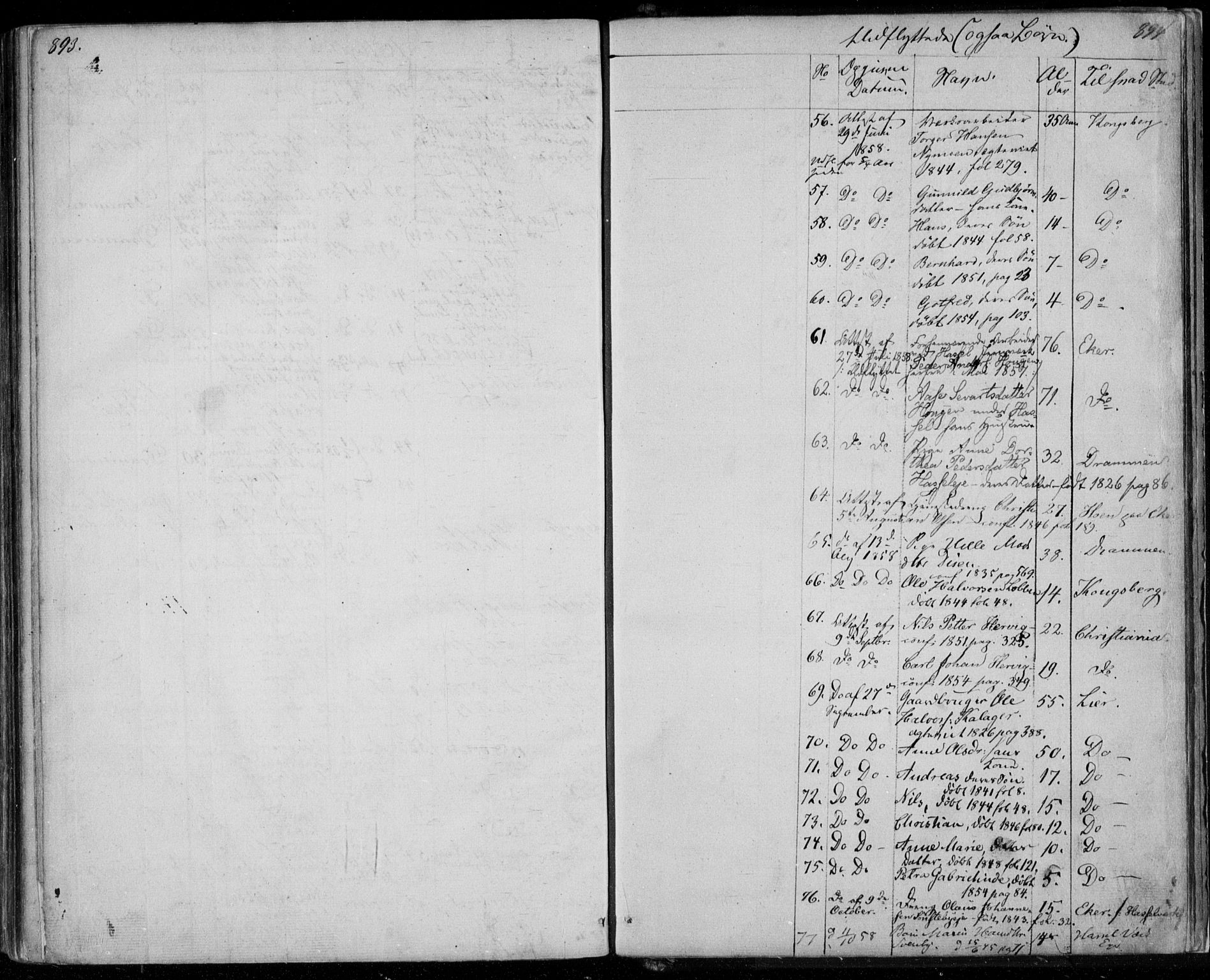 Modum kirkebøker, AV/SAKO-A-234/F/Fa/L0008: Parish register (official) no. 8, 1851-1859, p. 893-894