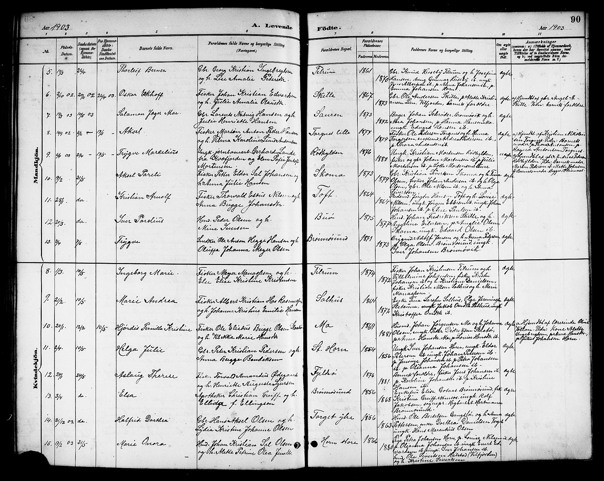 Ministerialprotokoller, klokkerbøker og fødselsregistre - Nordland, AV/SAT-A-1459/813/L0213: Parish register (copy) no. 813C05, 1887-1903, p. 90