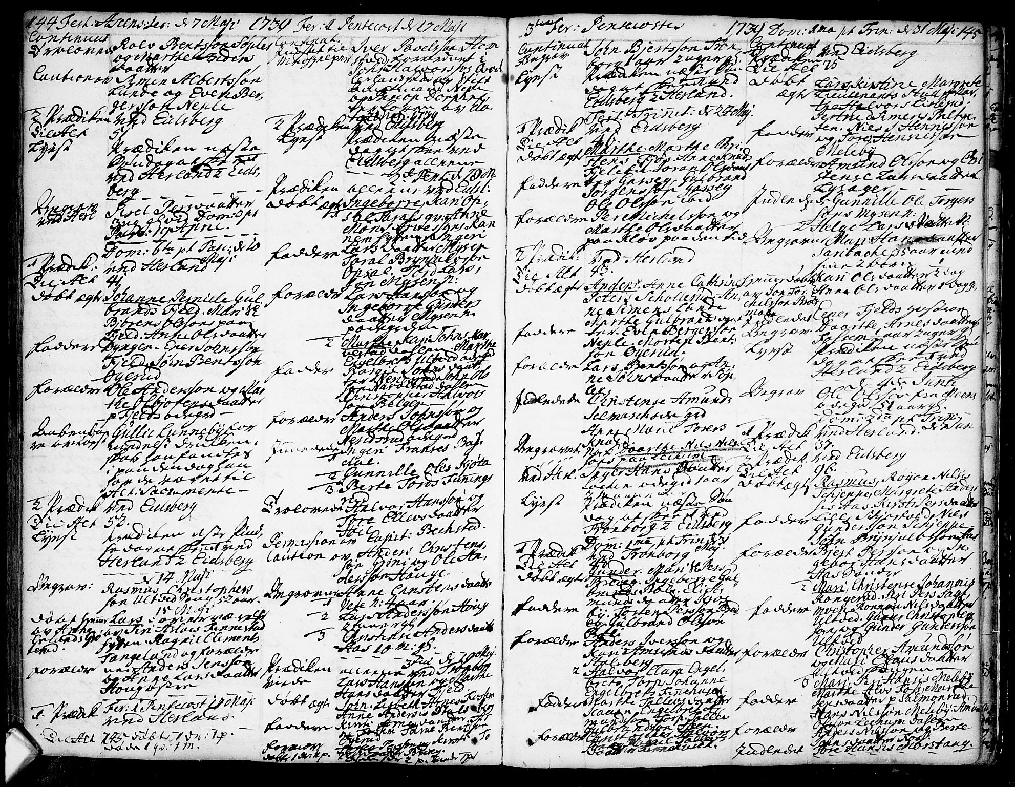 Eidsberg prestekontor Kirkebøker, SAO/A-10905/F/Fa/L0002: Parish register (official) no. I 2, 1731-1741, p. 144-145