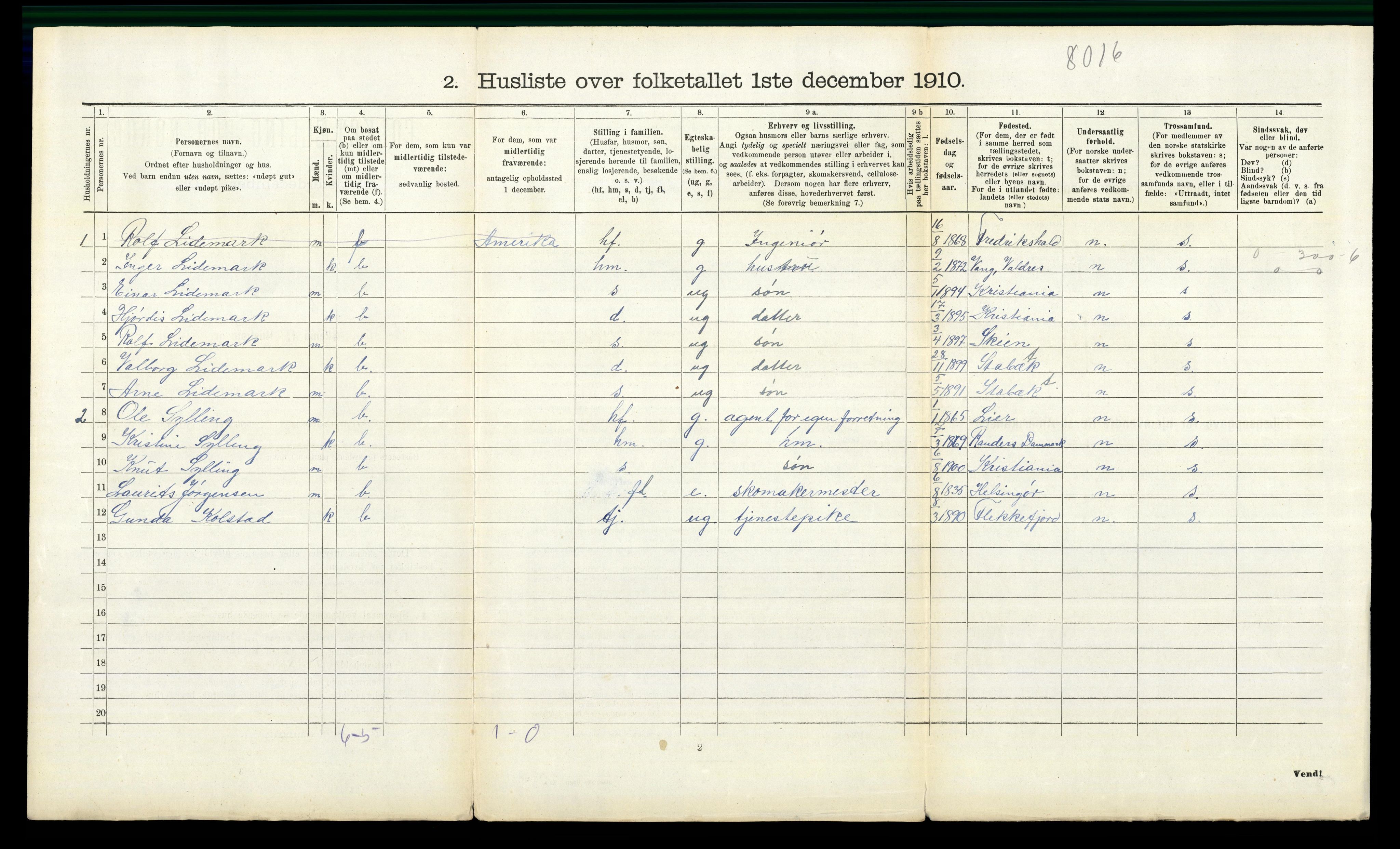 RA, 1910 census for Bærum, 1910, p. 2130