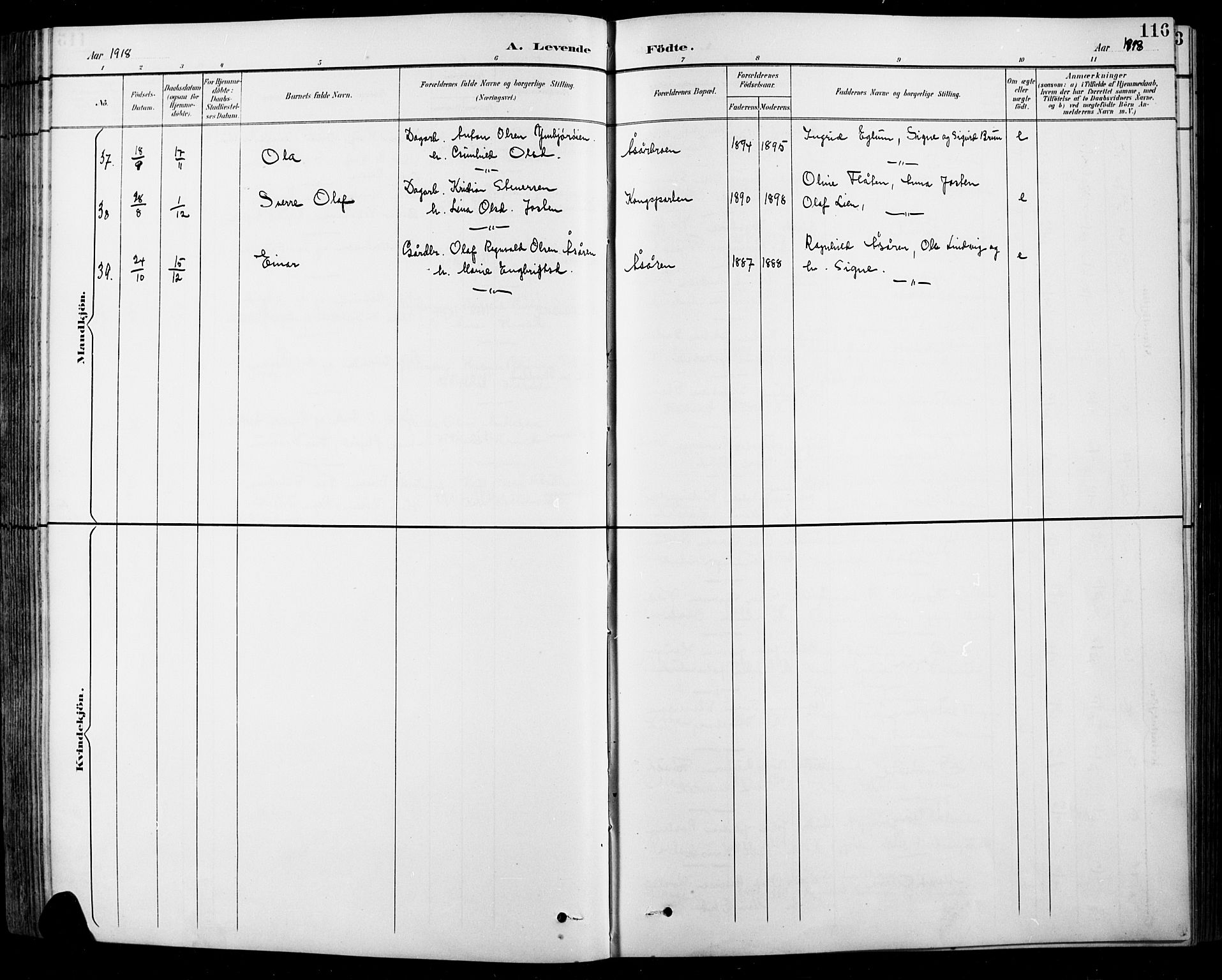 Sel prestekontor, SAH/PREST-074/H/Ha/Hab/L0001: Parish register (copy) no. 1, 1894-1923, p. 116